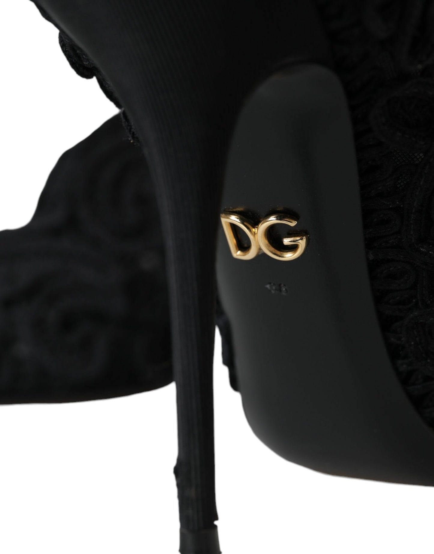 Dolce & Gabbana Schwarze Cordonetto Ricamo Pumps Offene Zehen Schuhe