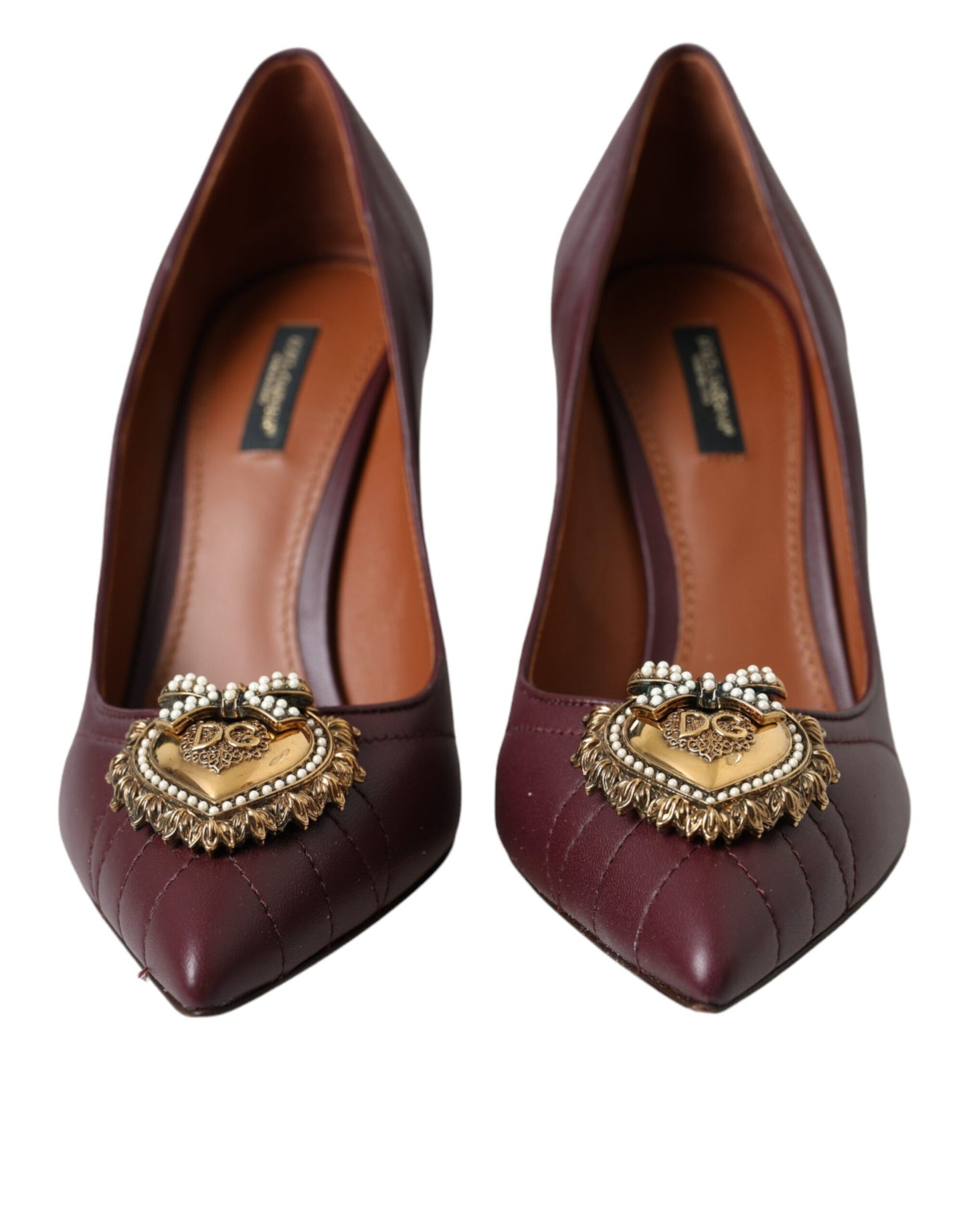 Dolce & Gabbana Bordeaux Leder Herz DEVOTION Pumps Schuhe