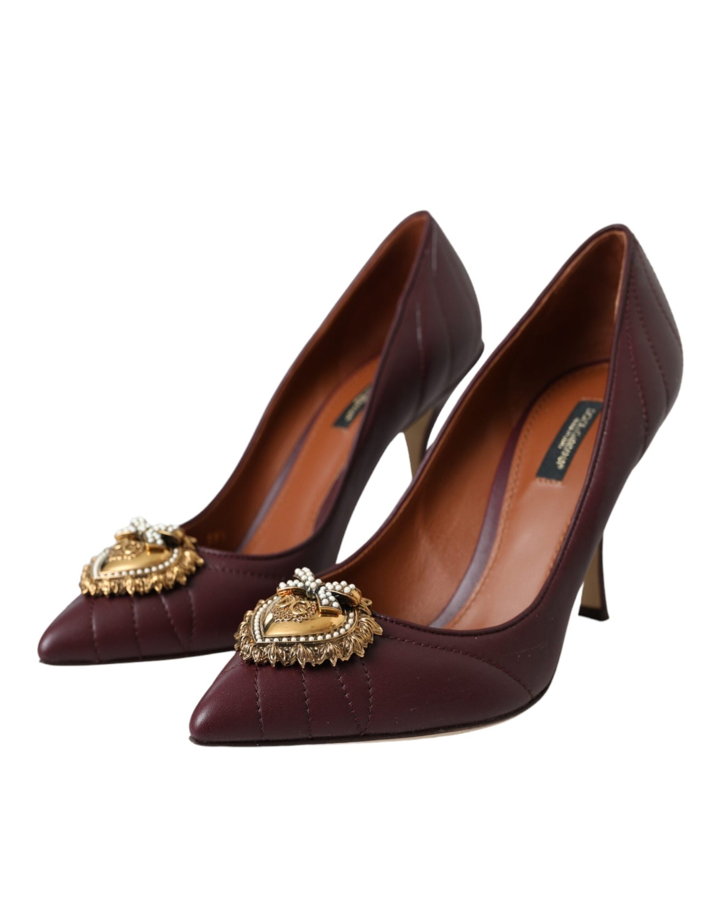 Dolce & Gabbana Bordeaux Leder Herz DEVOTION Pumps Schuhe