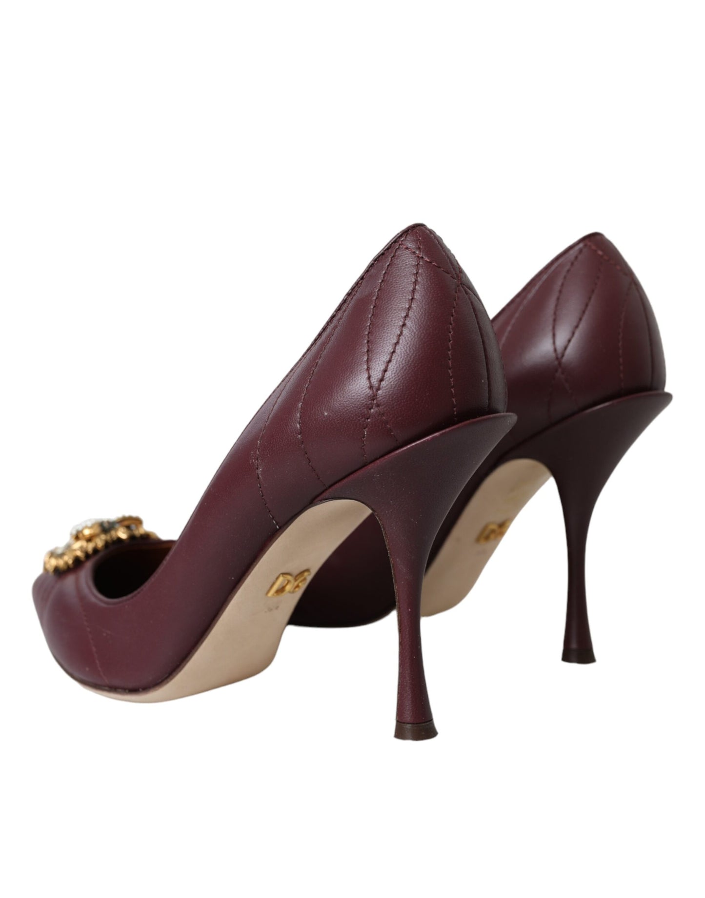 Dolce & Gabbana Bordeaux Leder Herz DEVOTION Pumps Schuhe