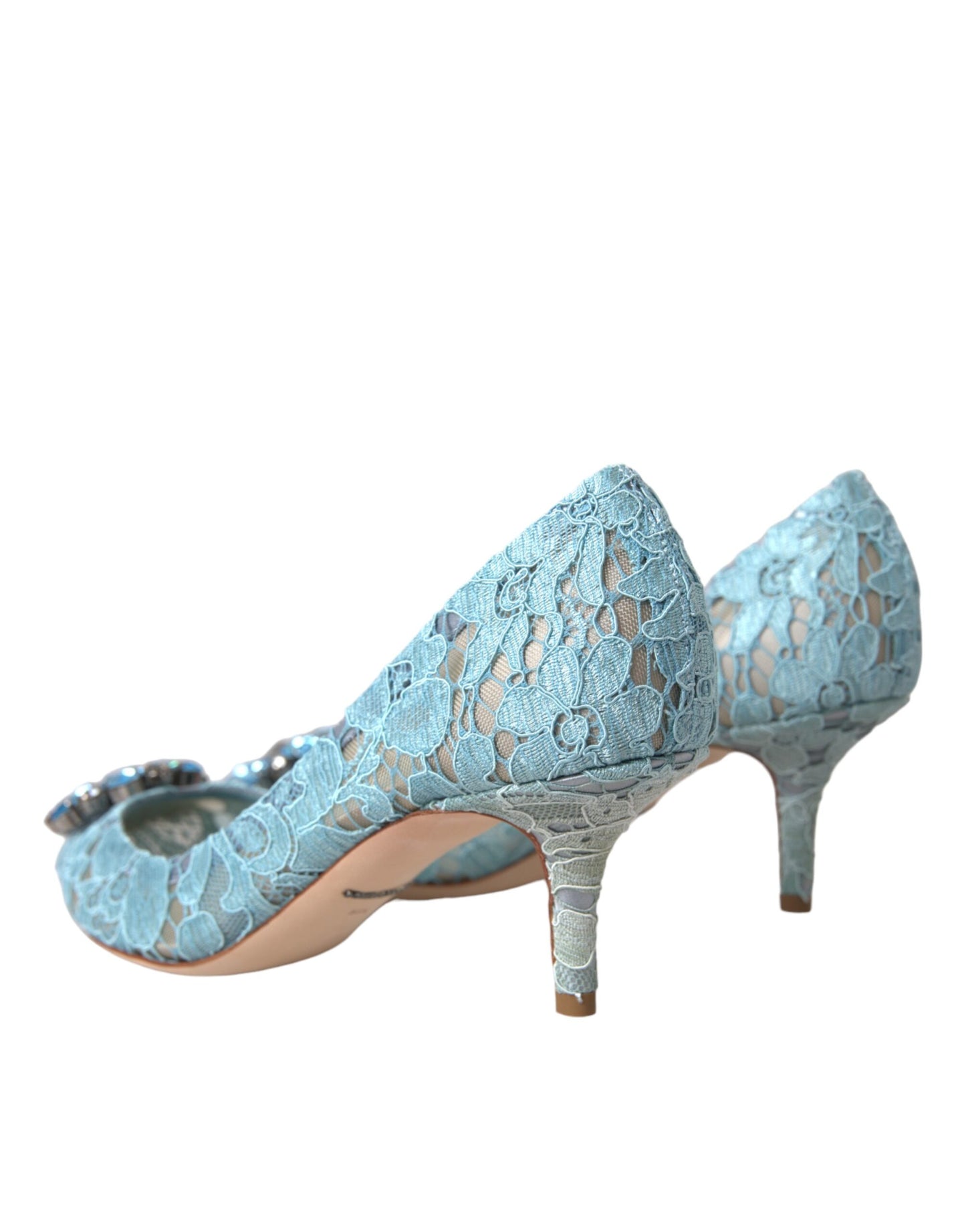 Dolce & Gabbana Blaue Taormina Spitze Kristall Absatz Pumps Schuhe