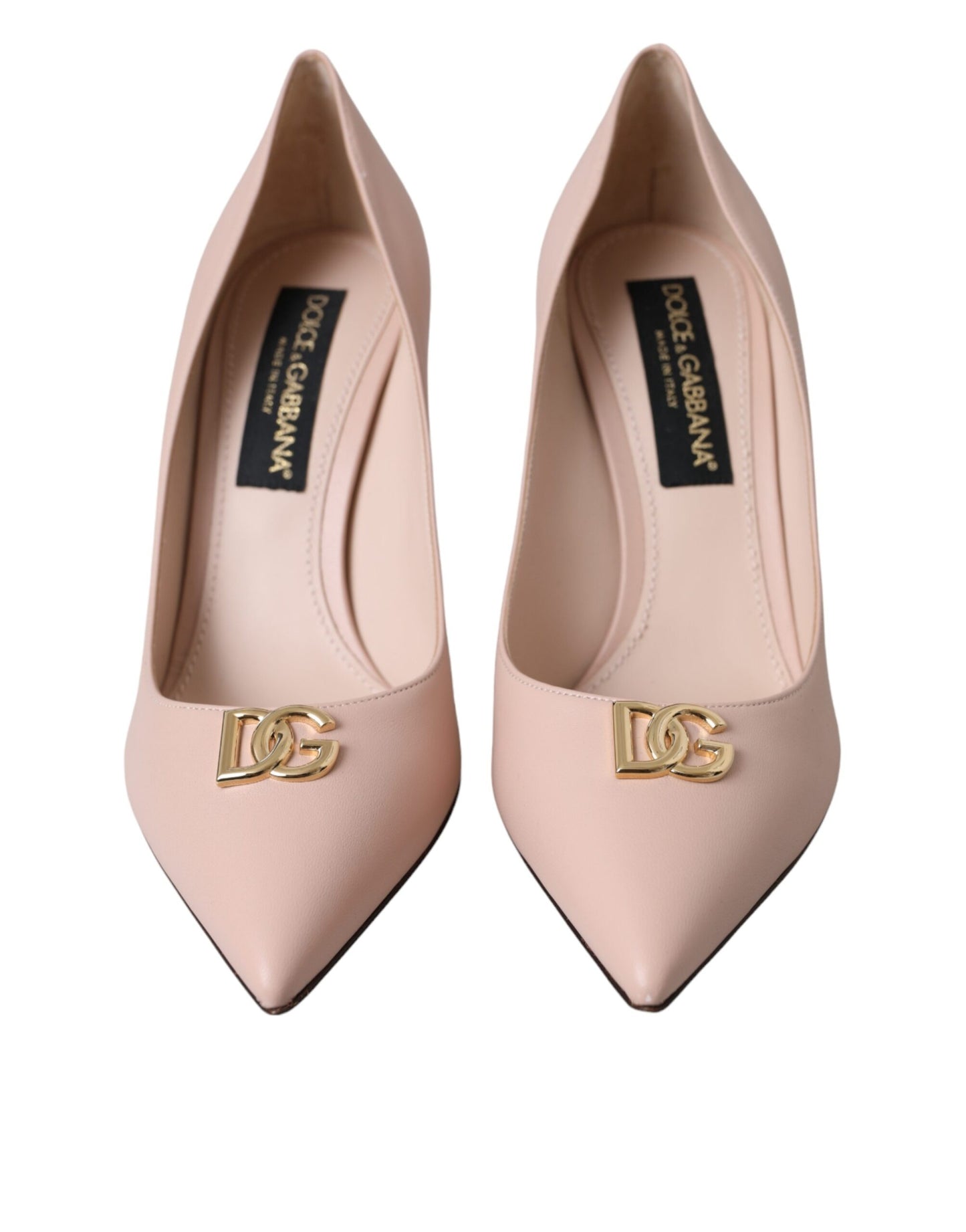 Dolce & Gabbana Beige Lammleder Logo Pumps Heels Schuhe