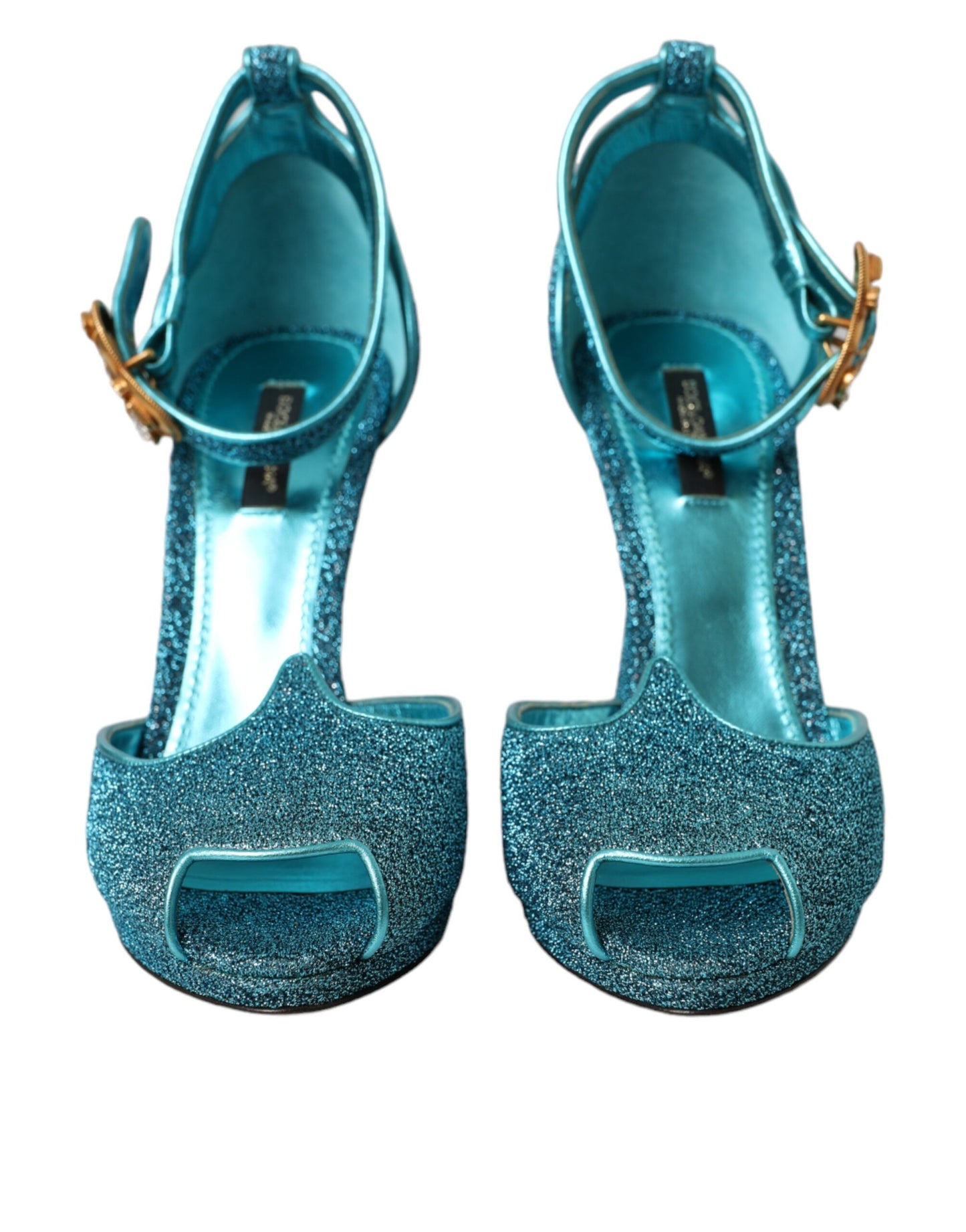 Dolce & Gabbana Blau Lurex Bejeweled Hand Heels Sandalen Schuhe