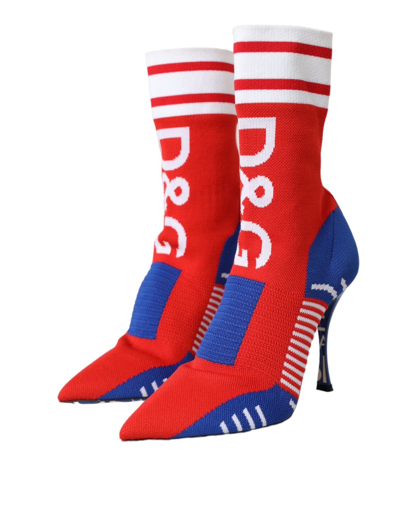 Dolce & Gabbana Rot Blau Stretch Socke Stil Ankle Stiefel Logo Schuhe