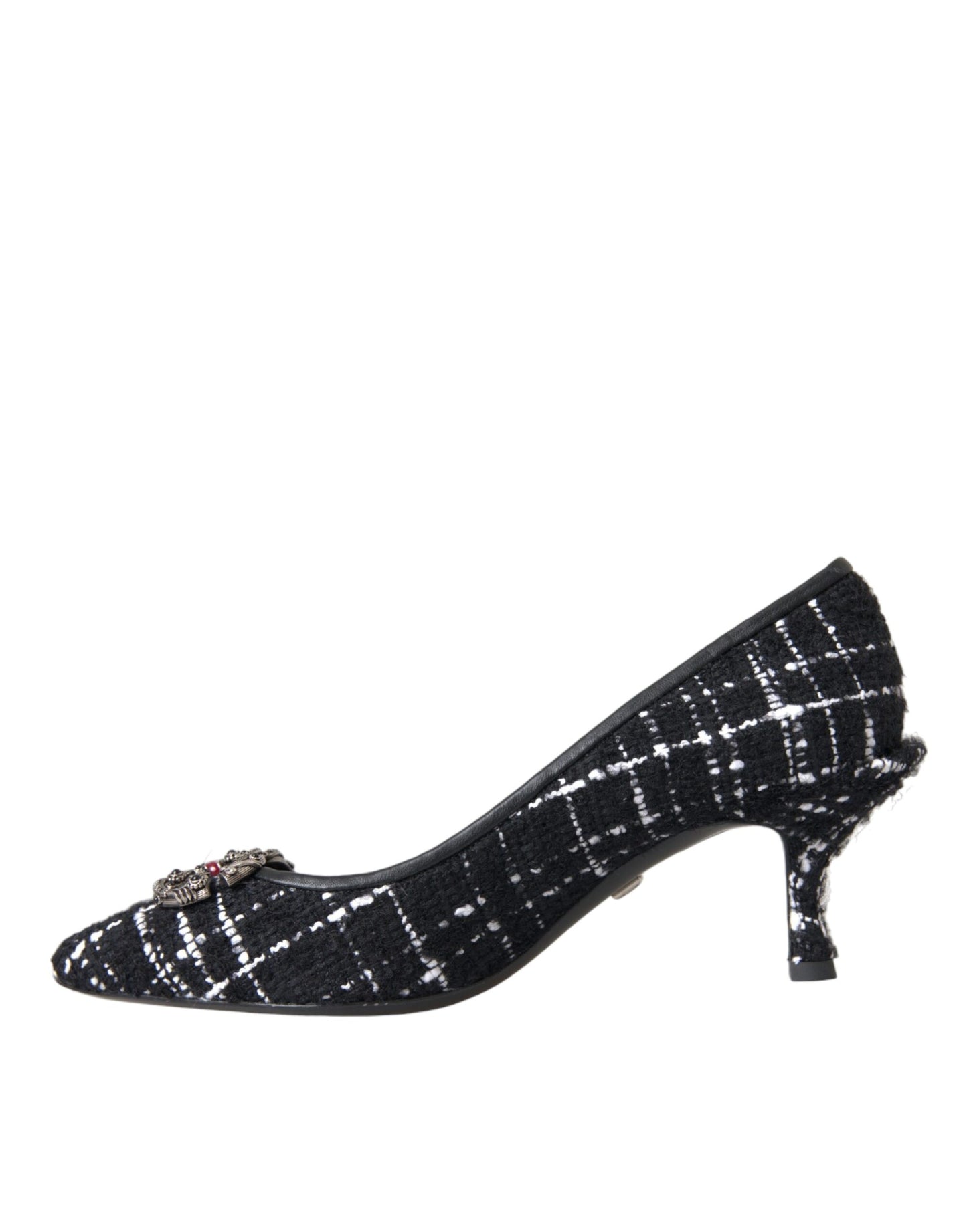 Dolce & Gabbana Schwarz Weiß Tweed DG Amore Heels Pumps Schuhe