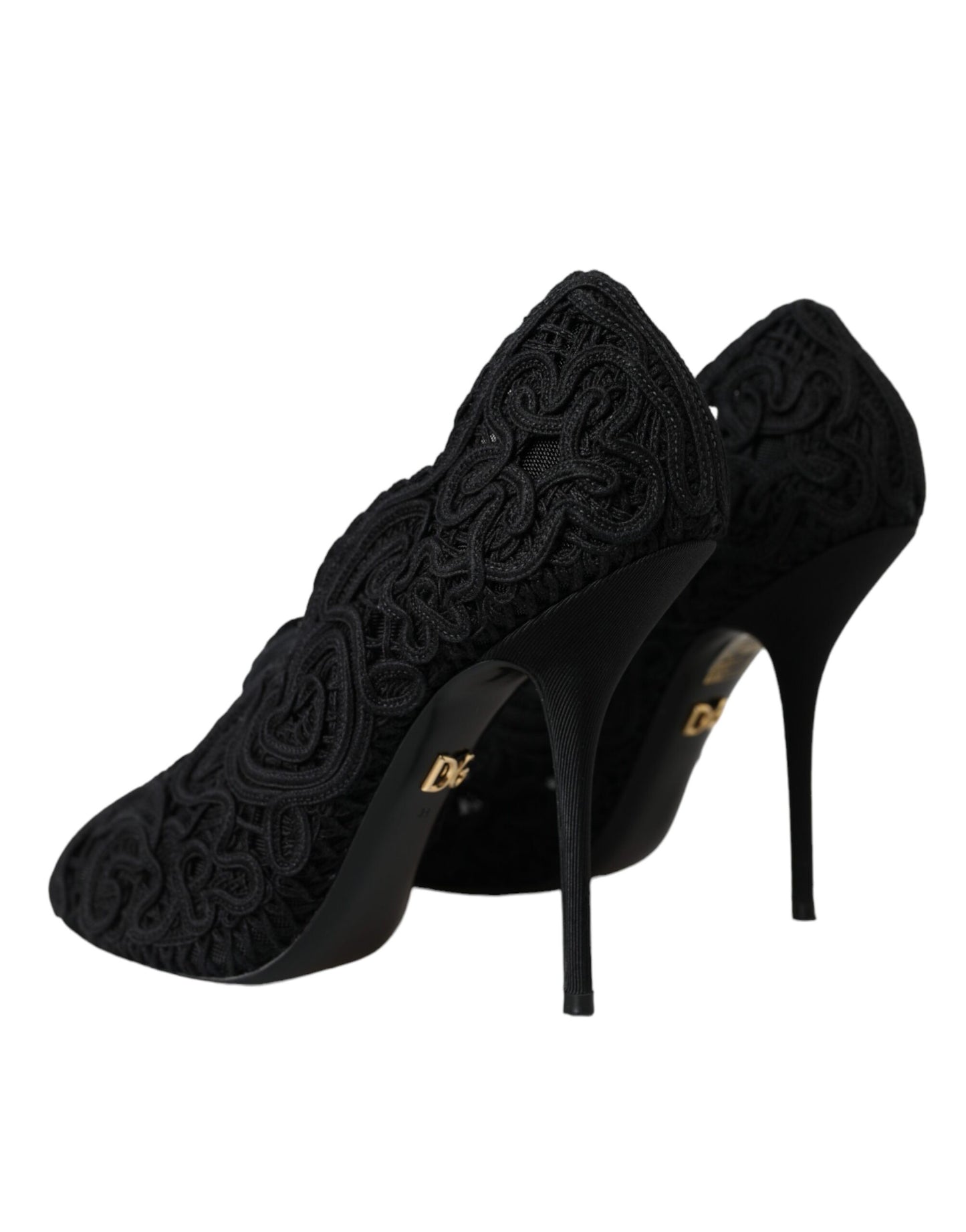 Dolce & Gabbana Schwarze Cordonetto Ricamo Pumps Offene Zehen Schuhe