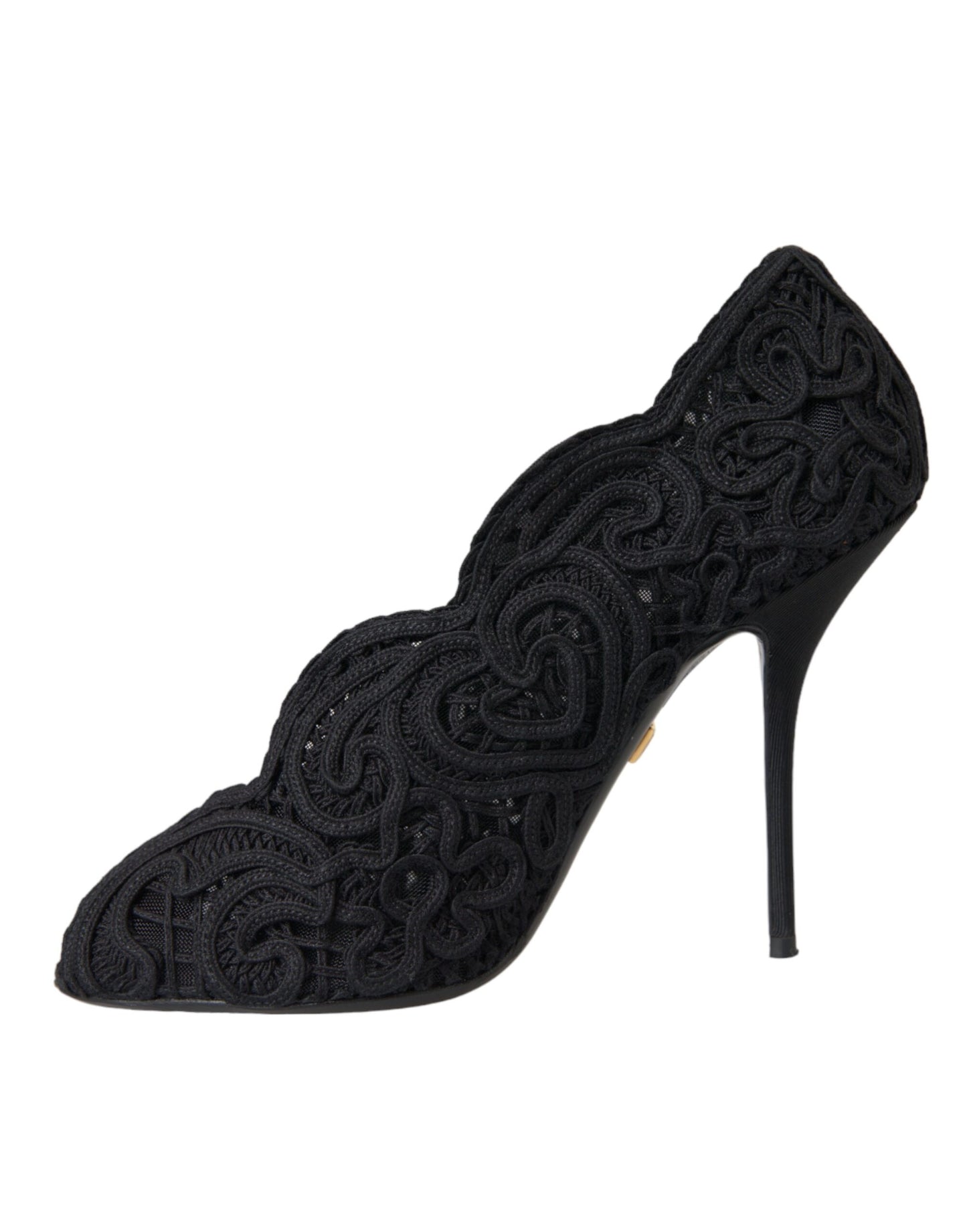 Dolce & Gabbana Schwarze Cordonetto Ricamo Pumps Offene Zehen Schuhe