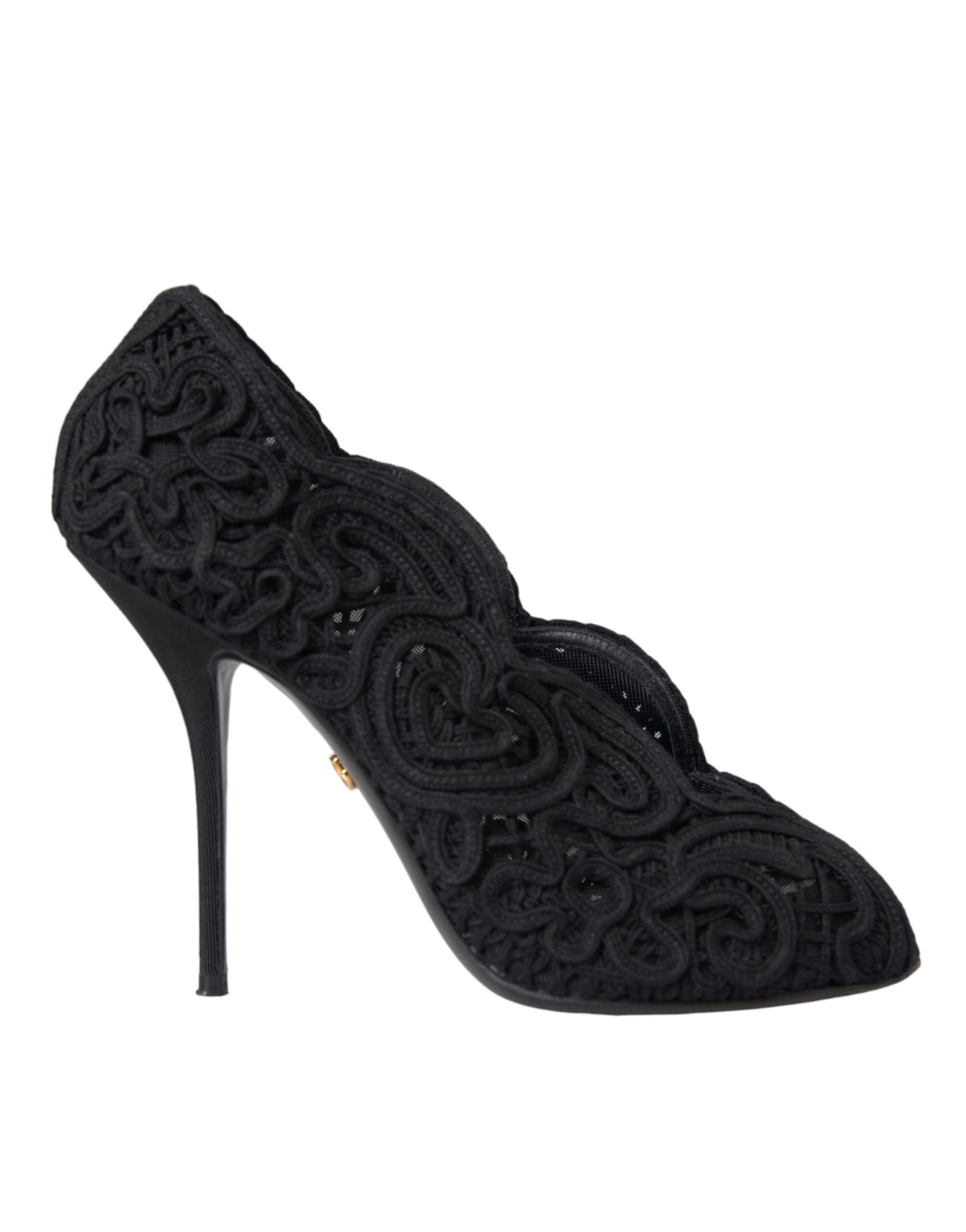 Dolce & Gabbana Schwarze Cordonetto Ricamo Pumps Offene Zehen Schuhe