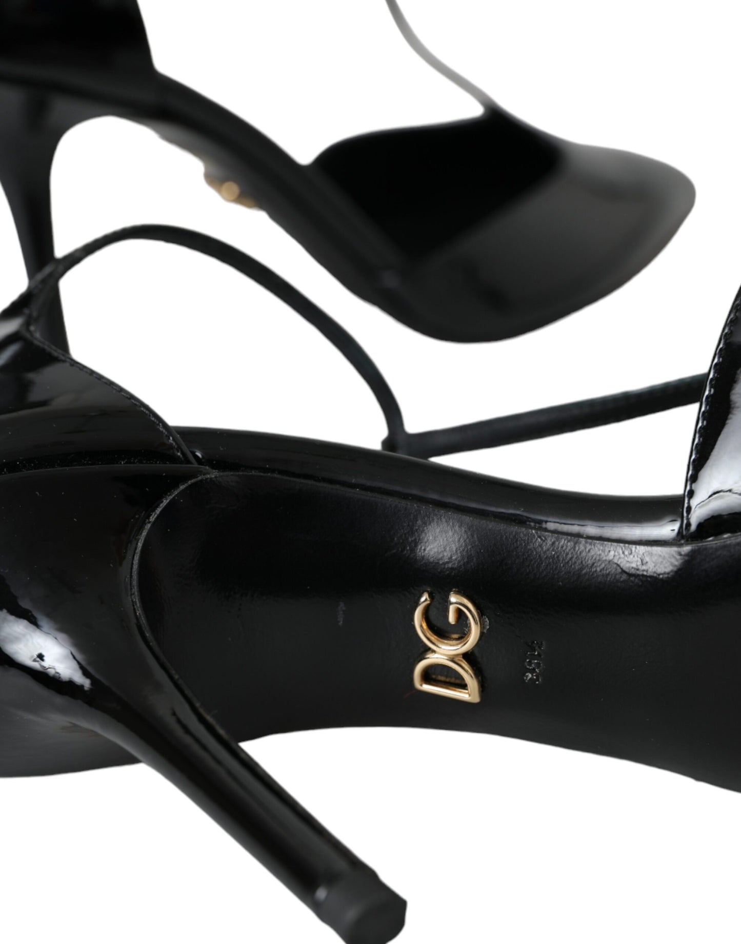 Dolce & Gabbana Schwarze Lackleder T-Riemen Absatz Pumps Schuhe