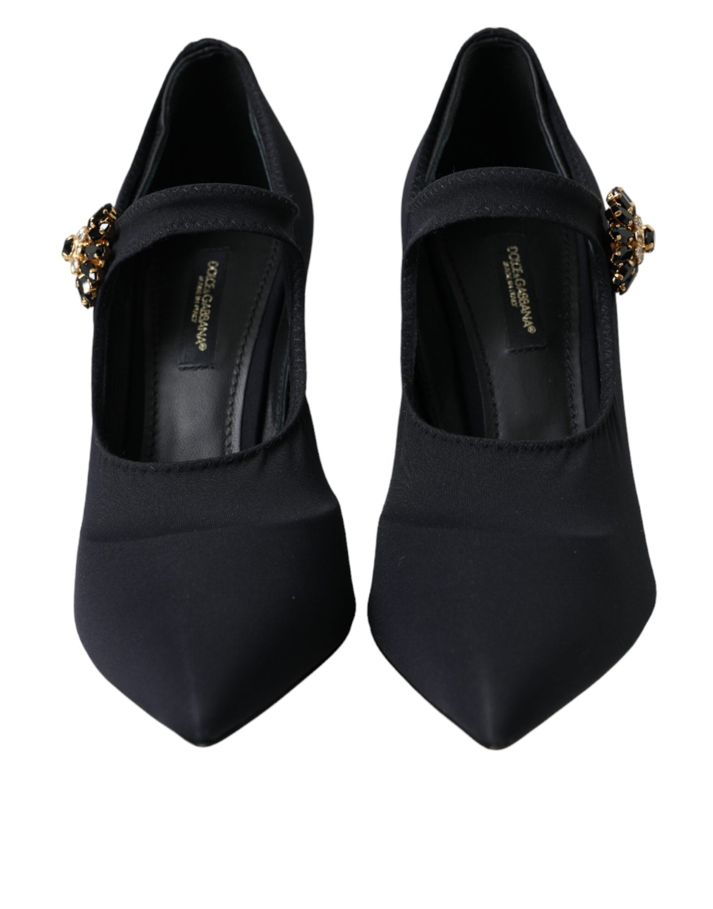 Dolce & Gabbana Schwarz Mary Jane Jersey Kristall Pumps Schuhe