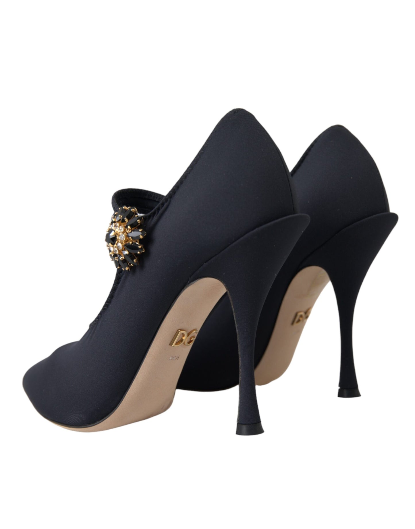 Dolce & Gabbana Schwarz Mary Jane Jersey Kristall Pumps Schuhe