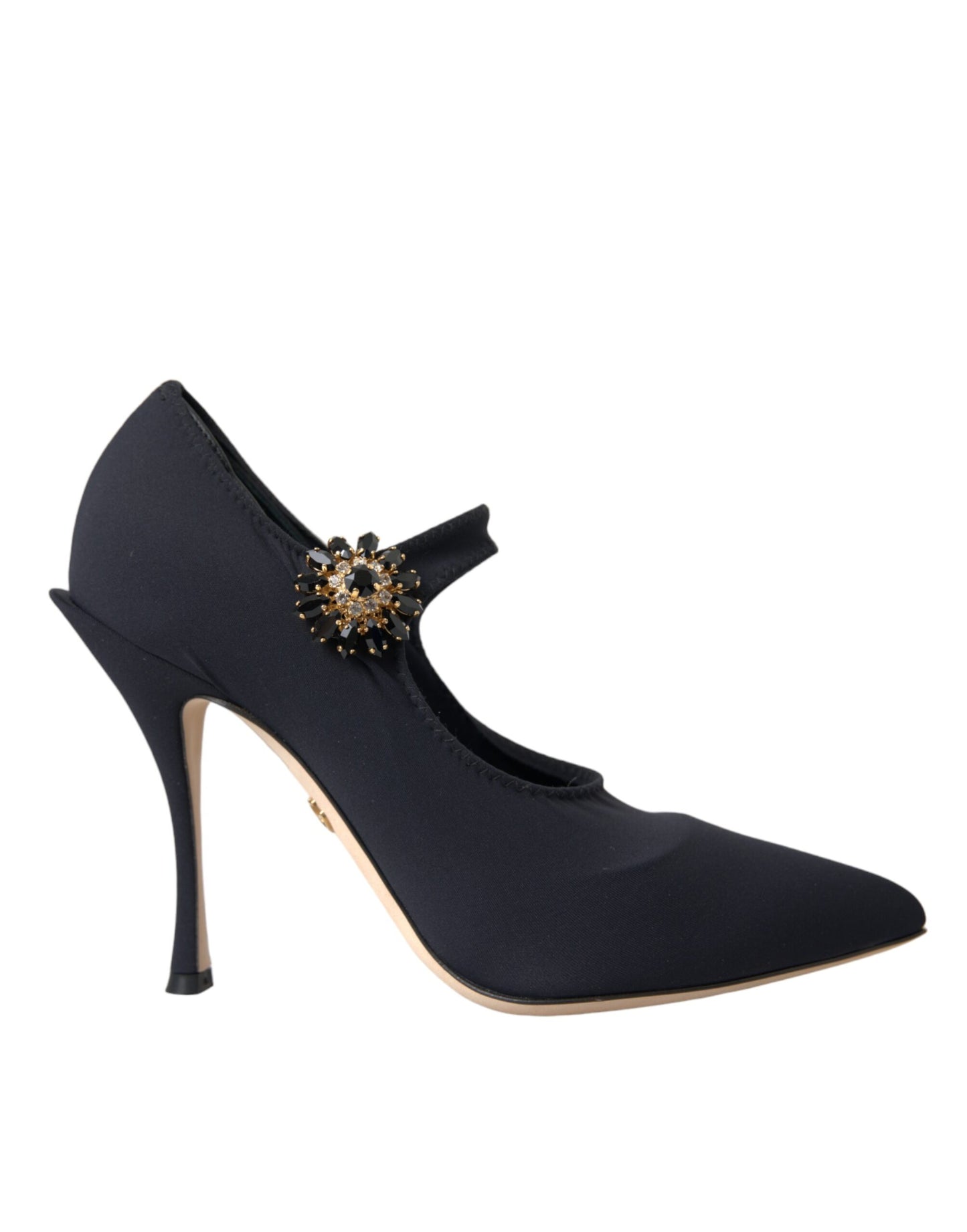 Dolce & Gabbana Schwarz Mary Jane Jersey Kristall Pumps Schuhe