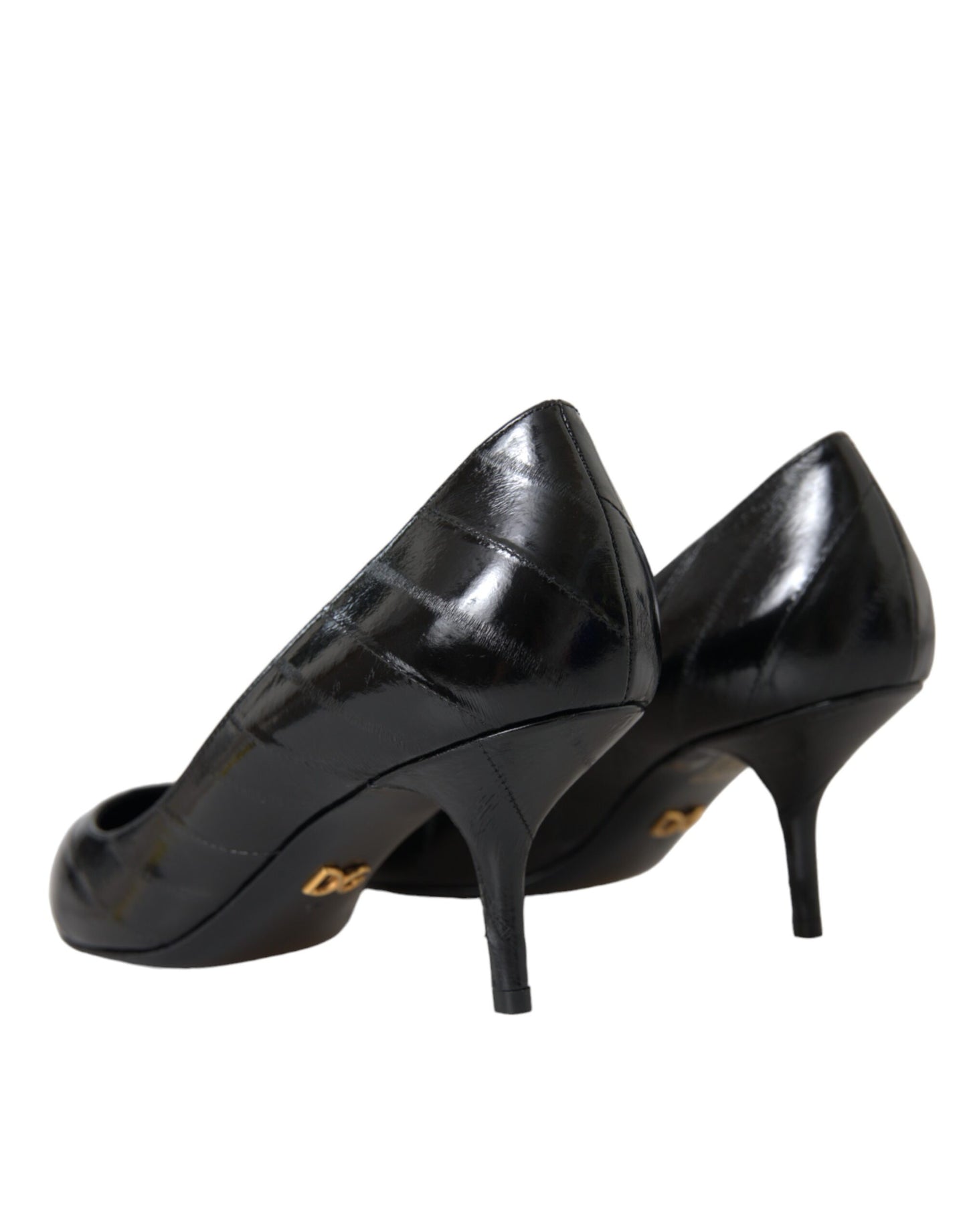 Dolce & Gabbana Schwarz Aal Leder Kitten Heels Pumps Schuhe