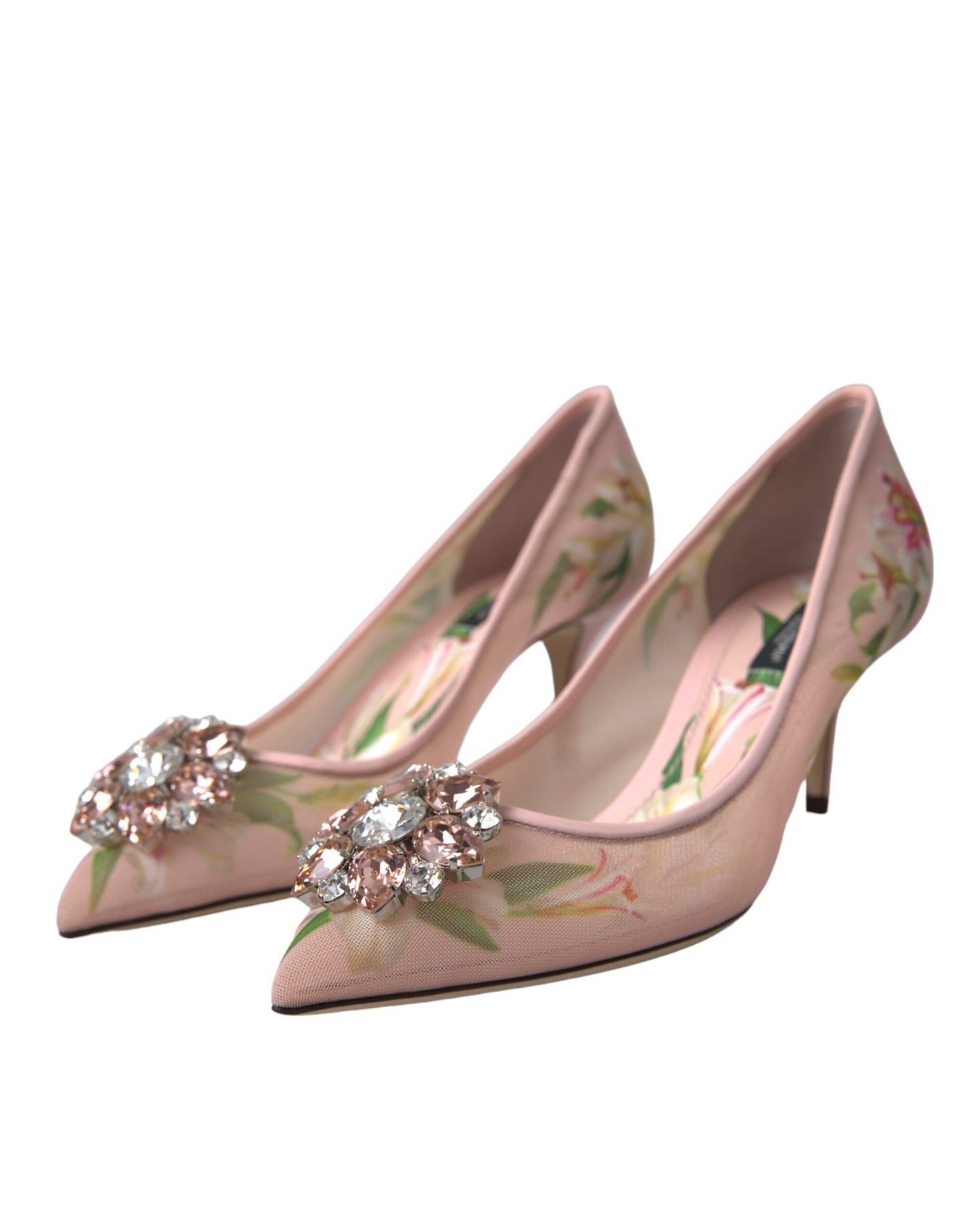 Dolce & Gabbana Rosa Floral Kristall Bellucci Pumps Schuhe