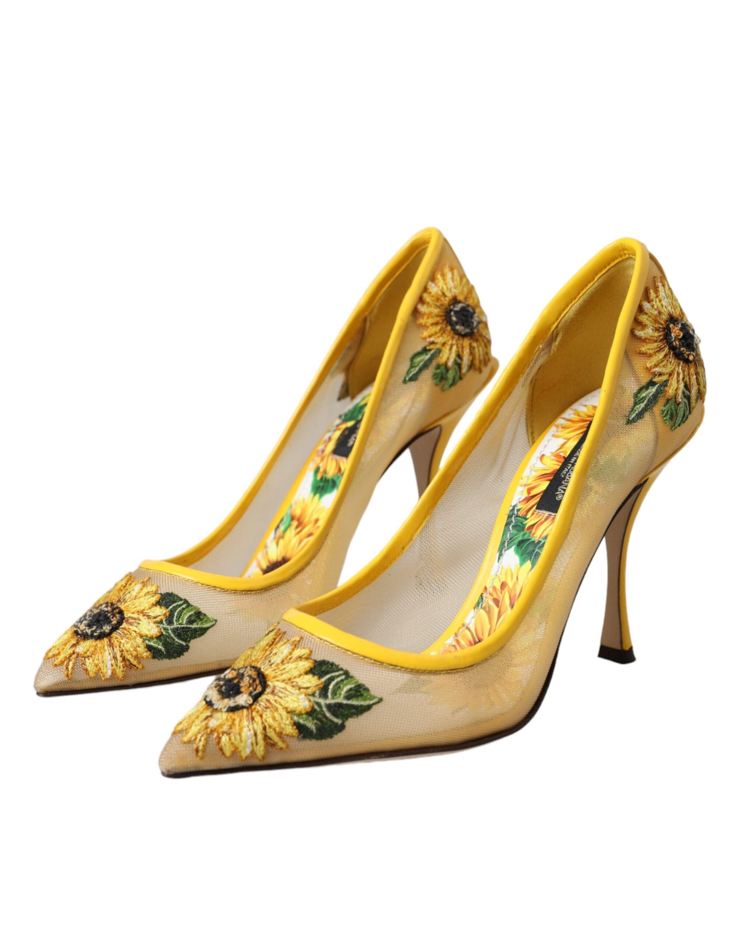 Dolce & Gabbana Gelbe Sonnenblume Mesh Heels Pumps Schuhe