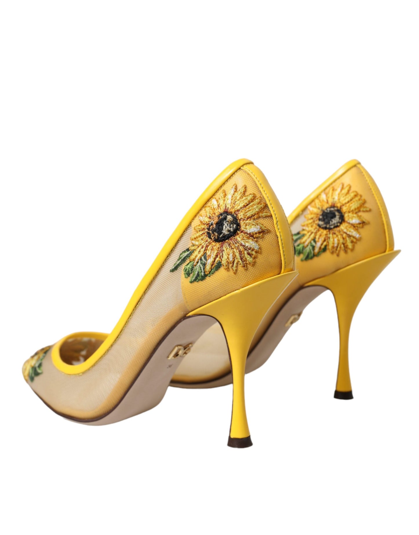 Dolce & Gabbana Gelbe Sonnenblume Mesh Heels Pumps Schuhe