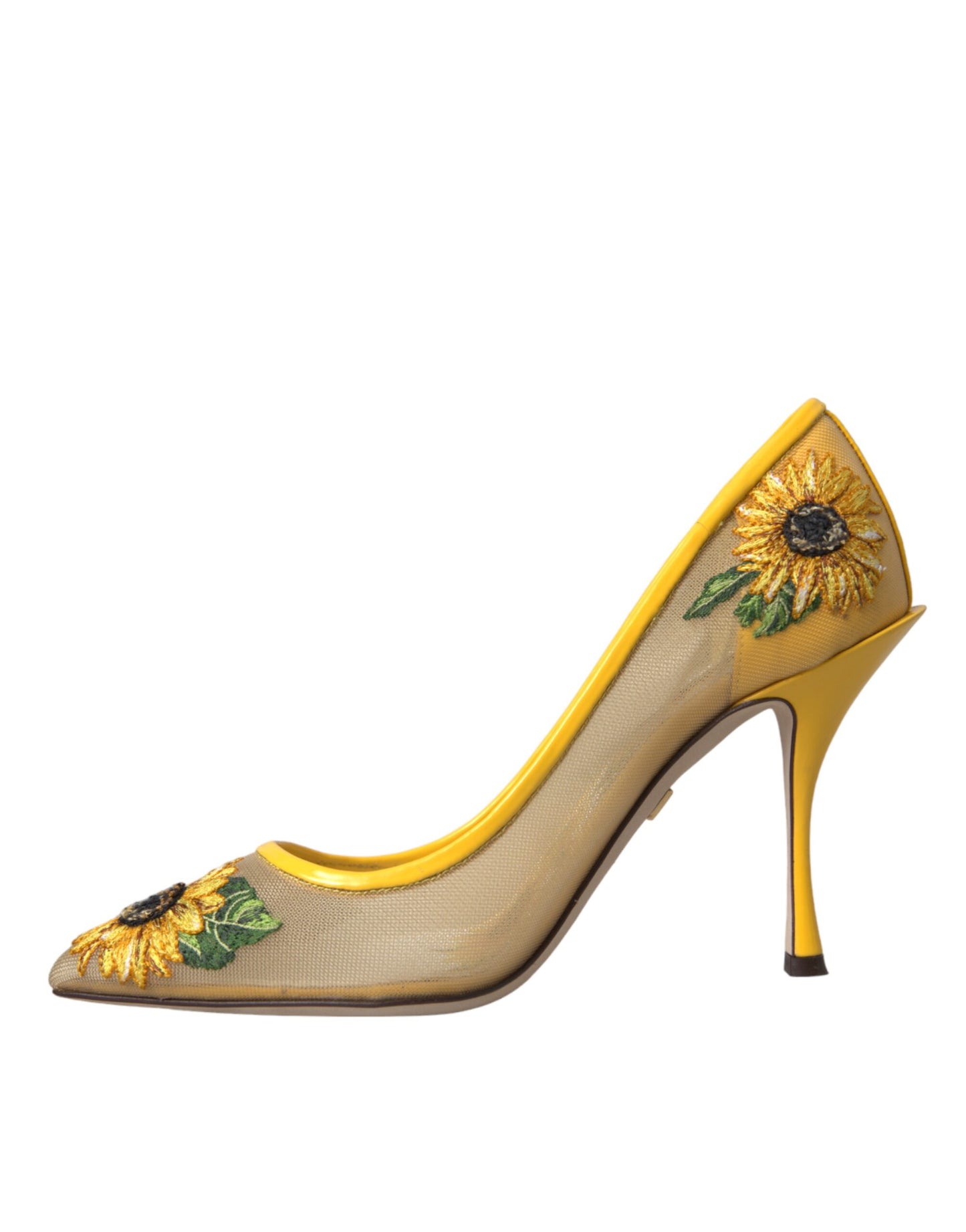 Dolce & Gabbana Gelbe Sonnenblume Mesh Heels Pumps Schuhe