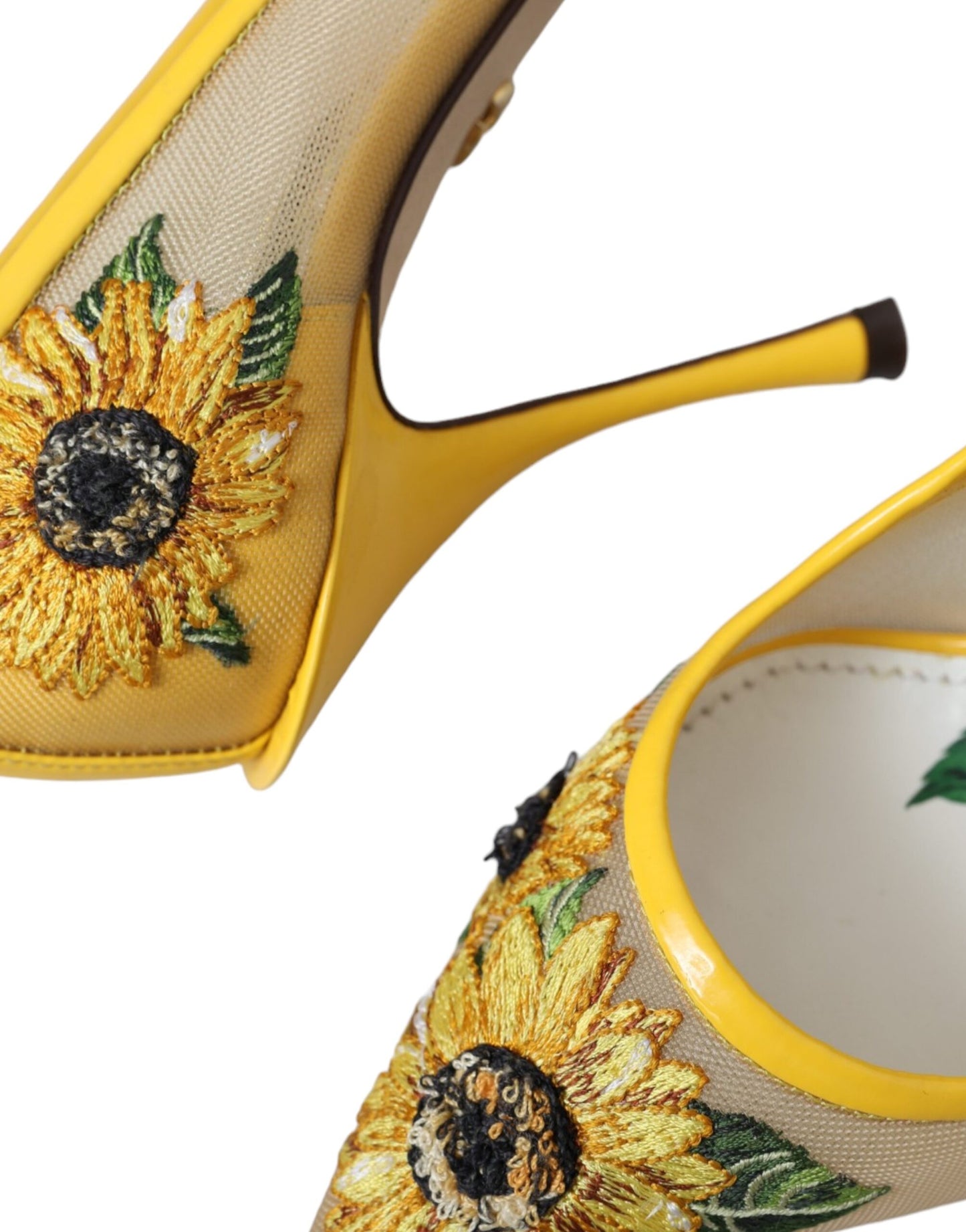 Dolce & Gabbana Gelbe Sonnenblume Mesh Heels Pumps Schuhe