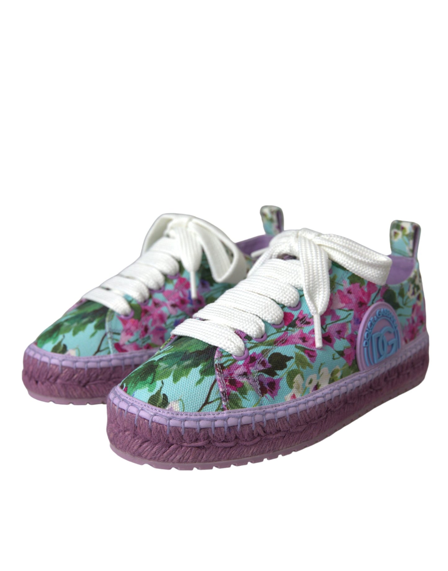 Dolce & Gabbana Multicolor Canvas Floral Espadrilles Turnschuhe Schuhe