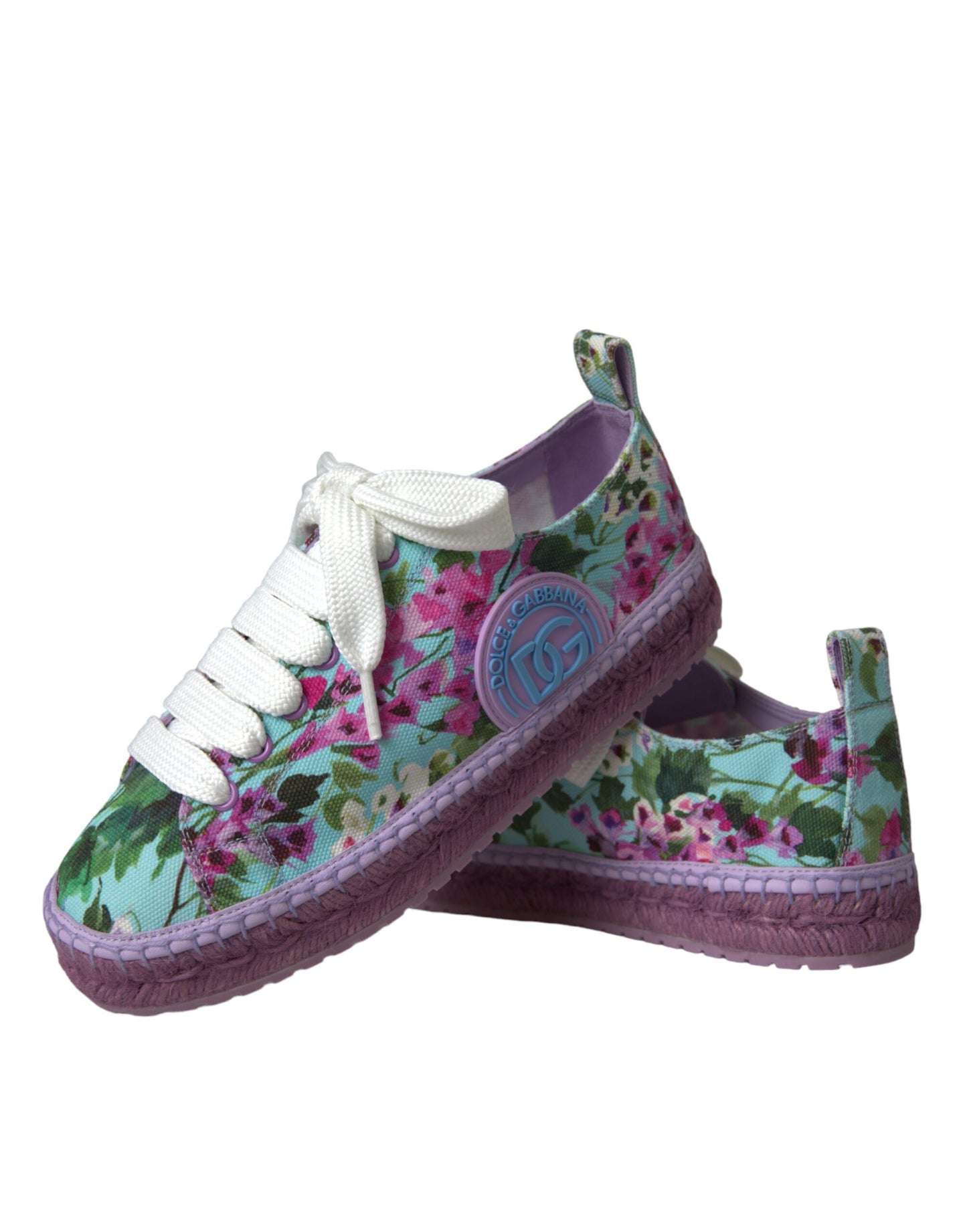 Dolce & Gabbana Multicolor Canvas Floral Espadrilles Turnschuhe Schuhe