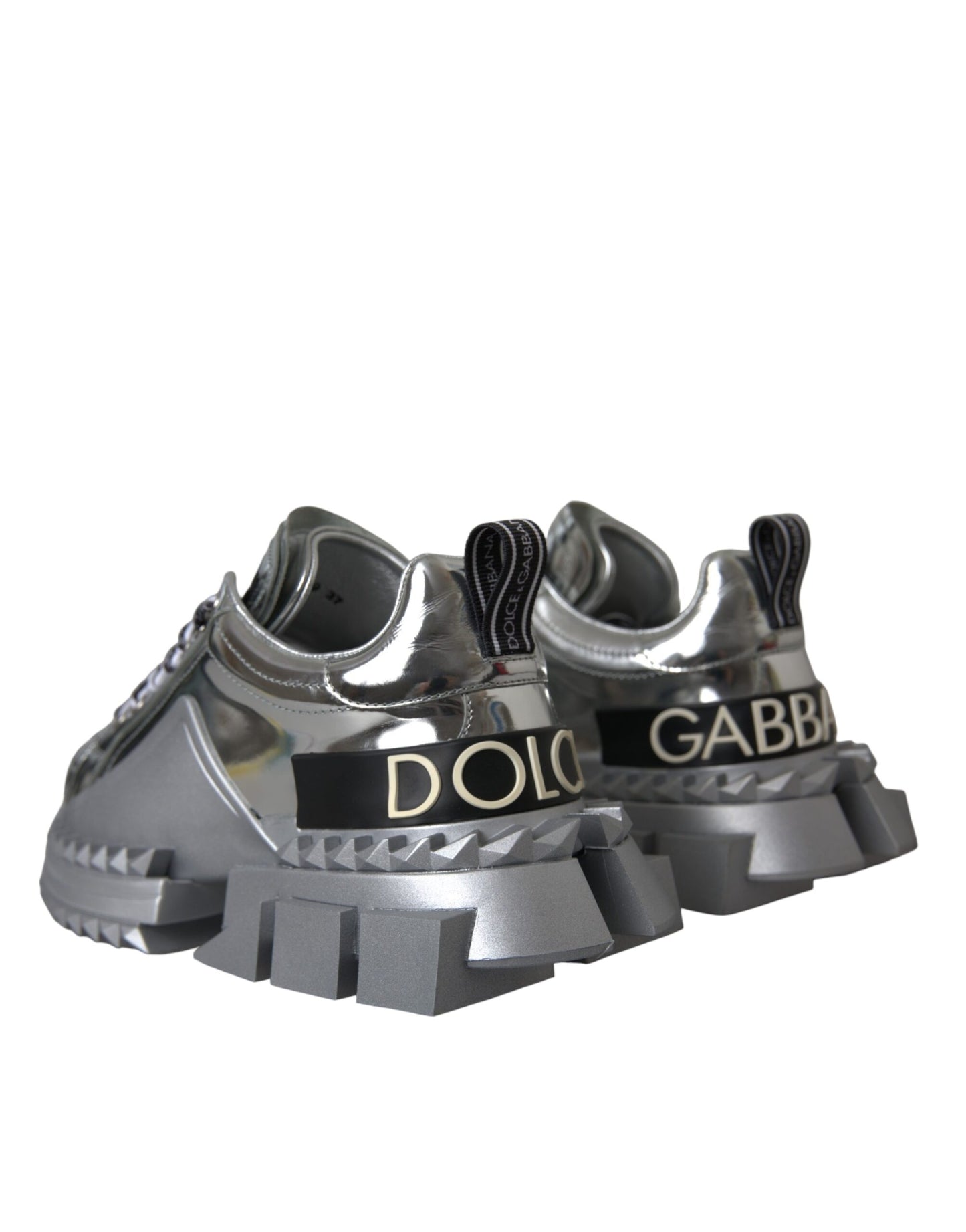 Dolce & Gabbana Silberne Leder Super Queen Sneakers Schuhe