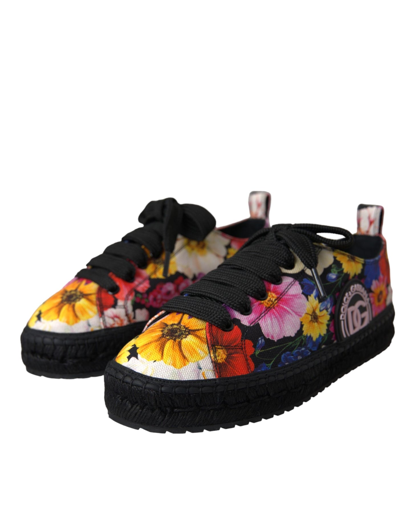 Dolce & Gabbana Multicolor Canvas Floral Espadrilles Turnschuhe Schuhe