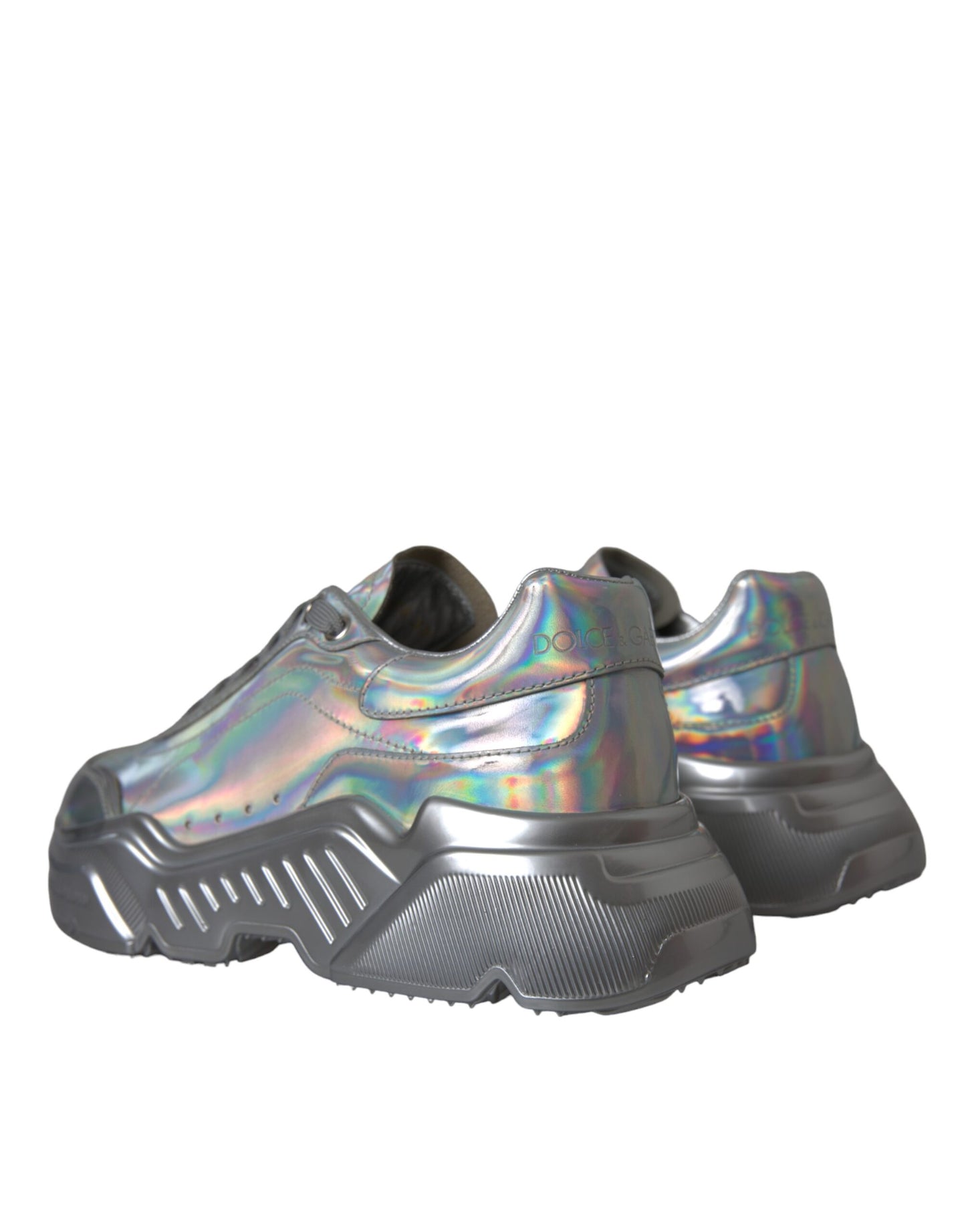 Dolce & Gabbana Silber schillernde DAYMASTER Leder Sneakers Schuhe