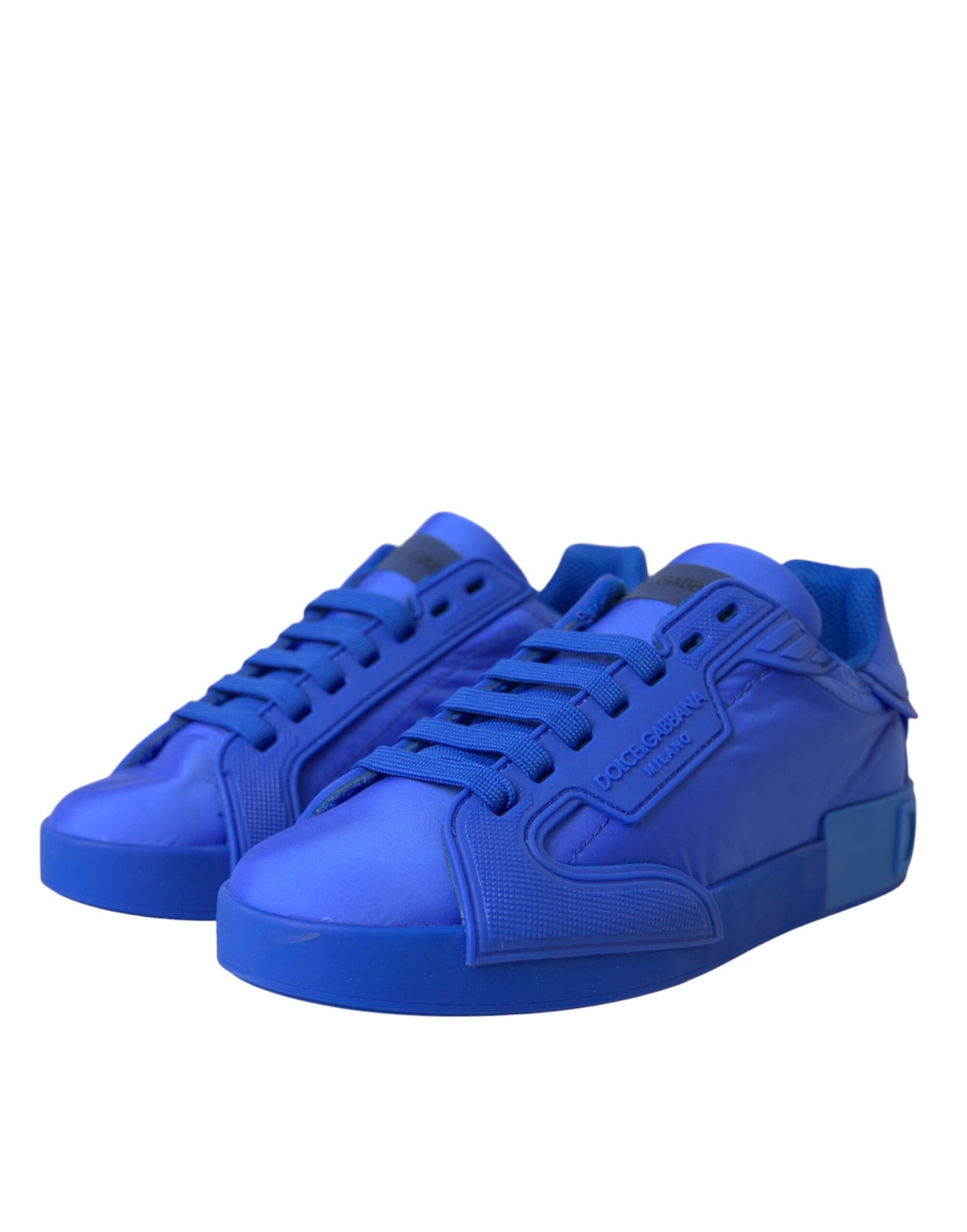 Dolce & Gabbana Blau Leder Stoff Low Top Turnschuhe Schuhe