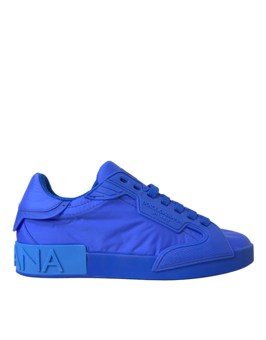 Dolce & Gabbana Blau Leder Stoff Low Top Turnschuhe Schuhe