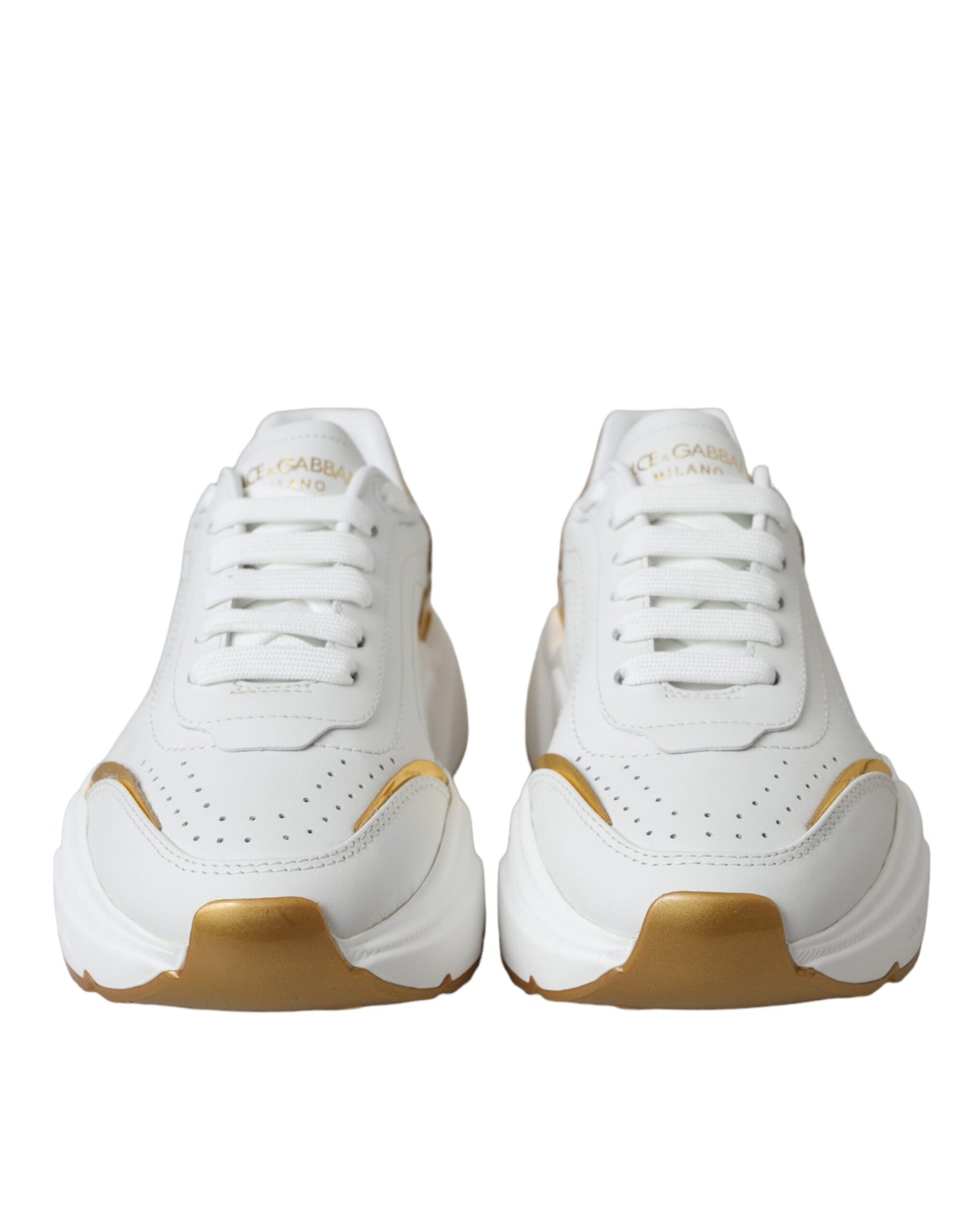 Dolce & Gabbana Weiß Gold Low Top Daymaster Sneakers Frauen Schuhe