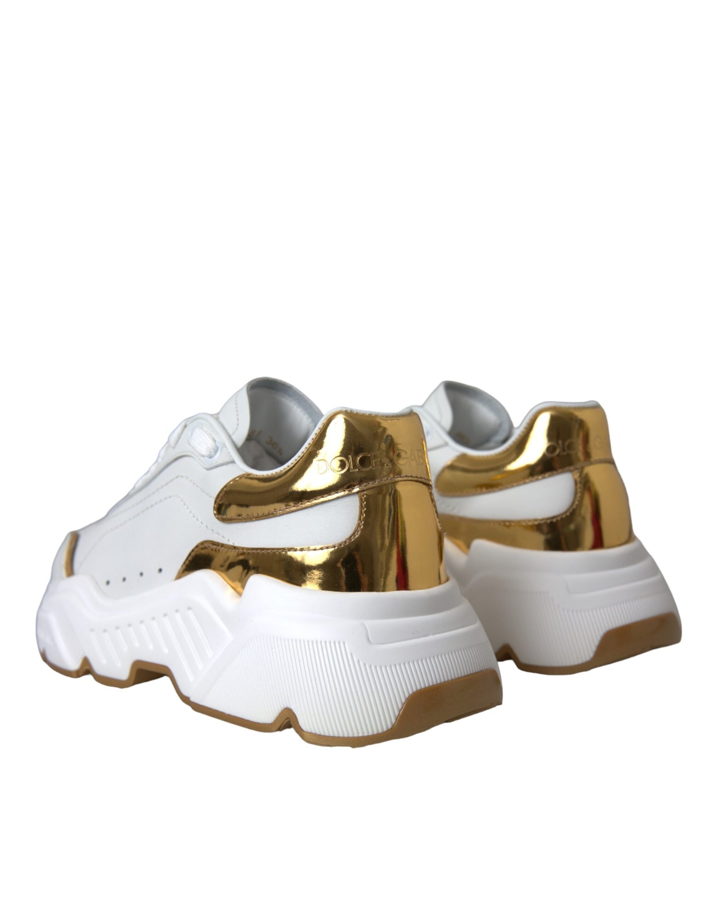 Dolce & Gabbana Weiß Gold Low Top Daymaster Sneakers Frauen Schuhe