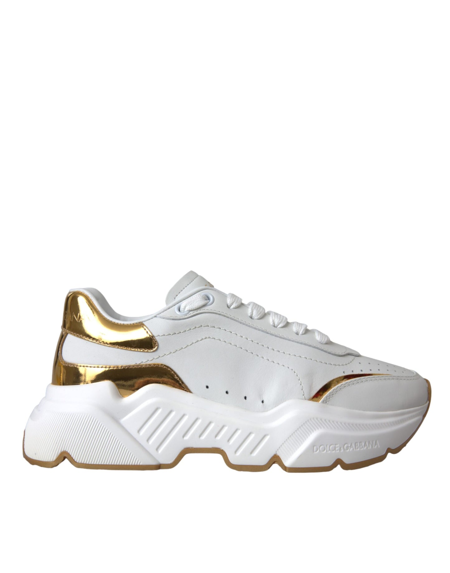 Dolce & Gabbana Weiß Gold Low Top Daymaster Sneakers Frauen Schuhe