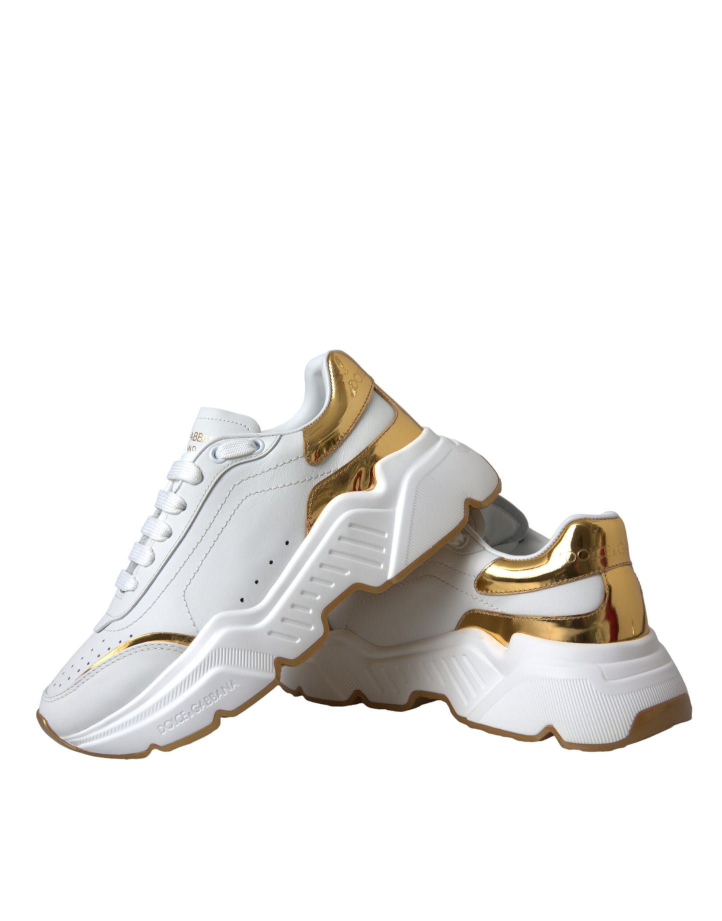 Dolce & Gabbana Weiß Gold Low Top Daymaster Sneakers Frauen Schuhe