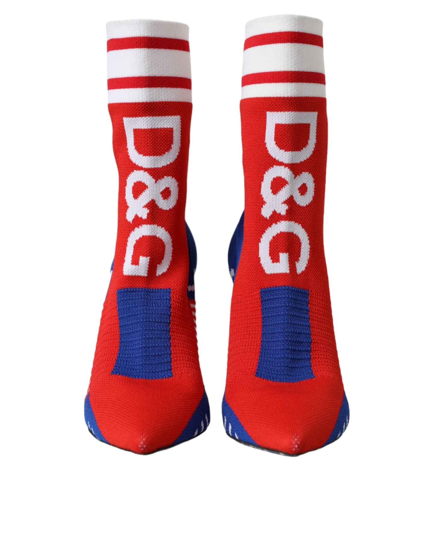 Dolce & Gabbana Rot Blau Stretch Socke Stil kurze Stiefel Logo Schuhe