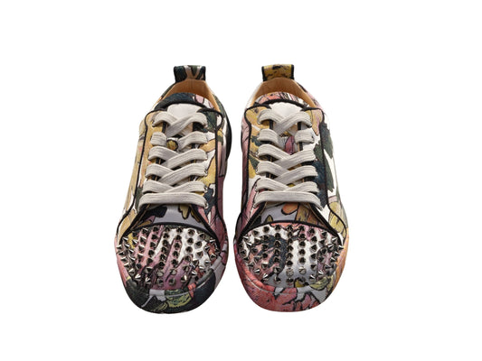 Christian Louboutin Fun Louis Junior Spikes flache Botanical Print Schnürschuhe