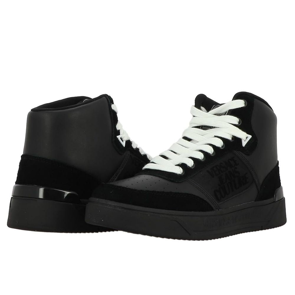 Versace Jeans Schwarzes Leder Di Kalbsleder Sneaker