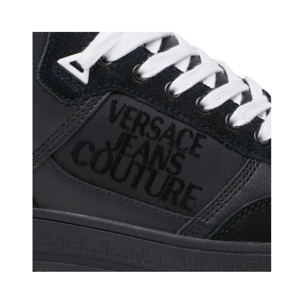 Versace Jeans Schwarzes Leder Di Kalbsleder Sneaker