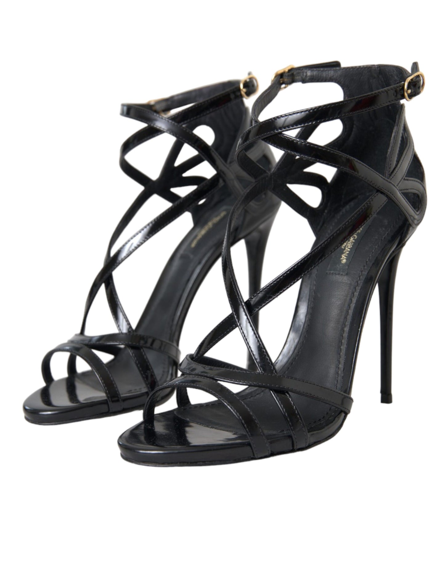 Dolce & Gabbana Schwarz Bellucci Leder Heels Sandalen Schuhe