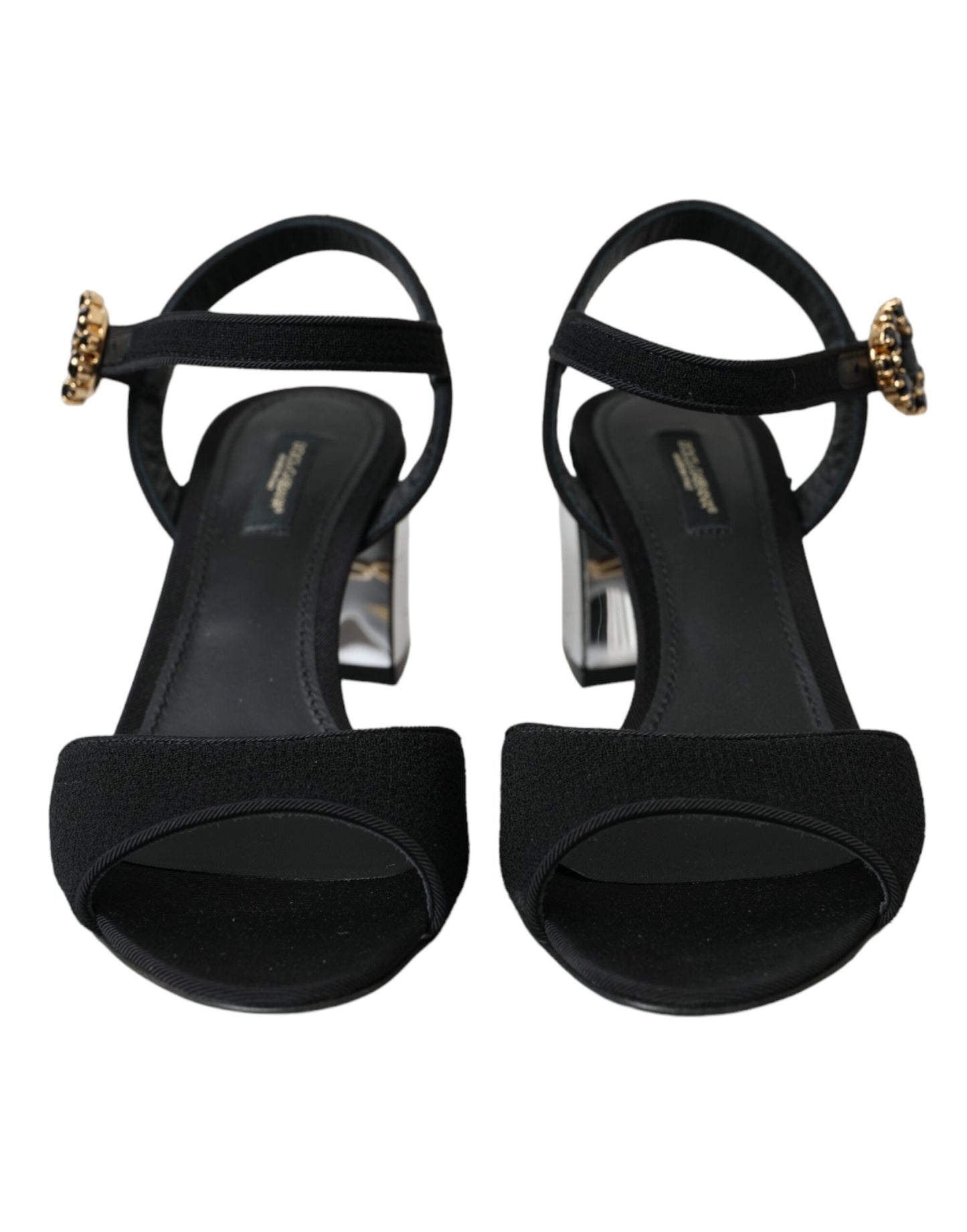 Dolce & Gabbana Schwarze Kristall-Knöchelriemen Keira Sandale Schuhe