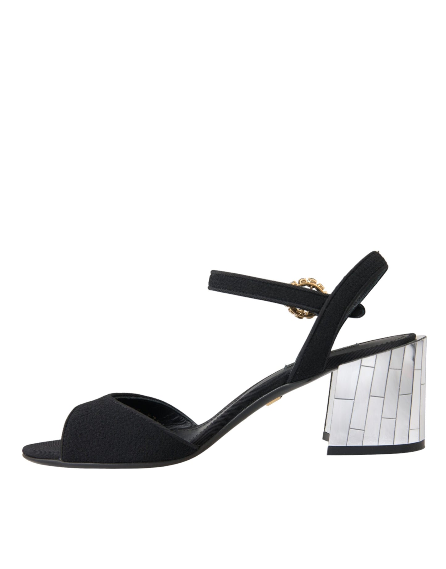 Dolce & Gabbana Schwarze Kristall-Knöchelriemen Keira Sandale Schuhe