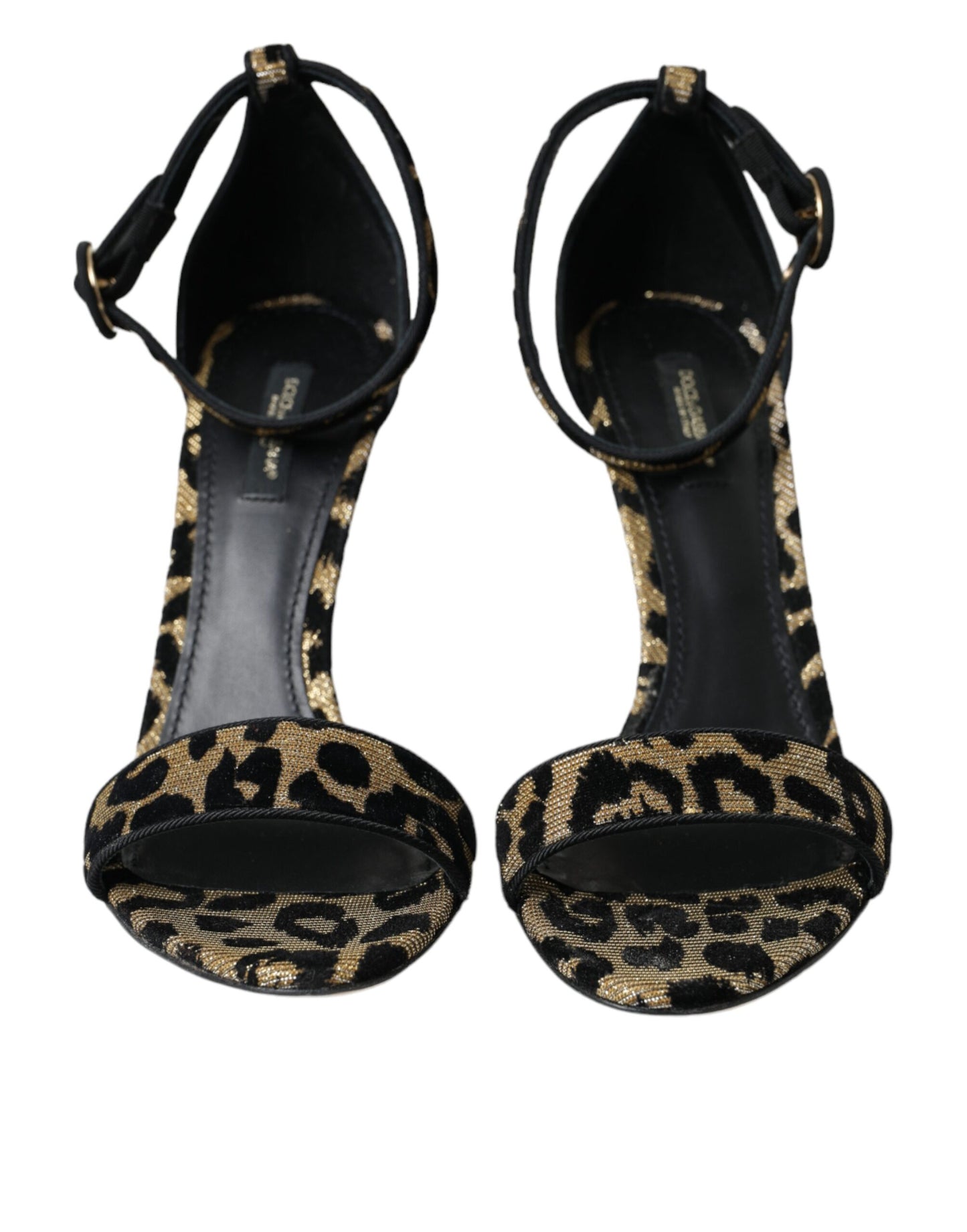 Dolce & Gabbana Gold Leopard Lurex Hochhackige Sandalen Schuhe