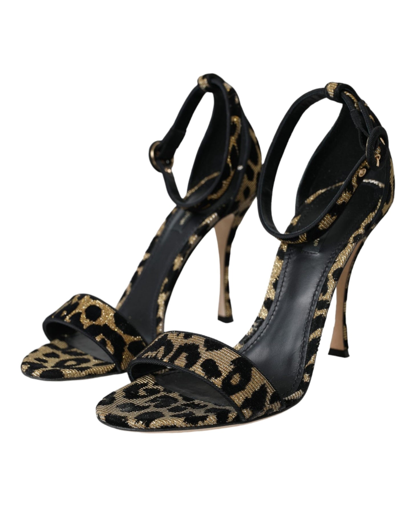 Dolce & Gabbana Gold Leopard Lurex Hochhackige Sandalen Schuhe