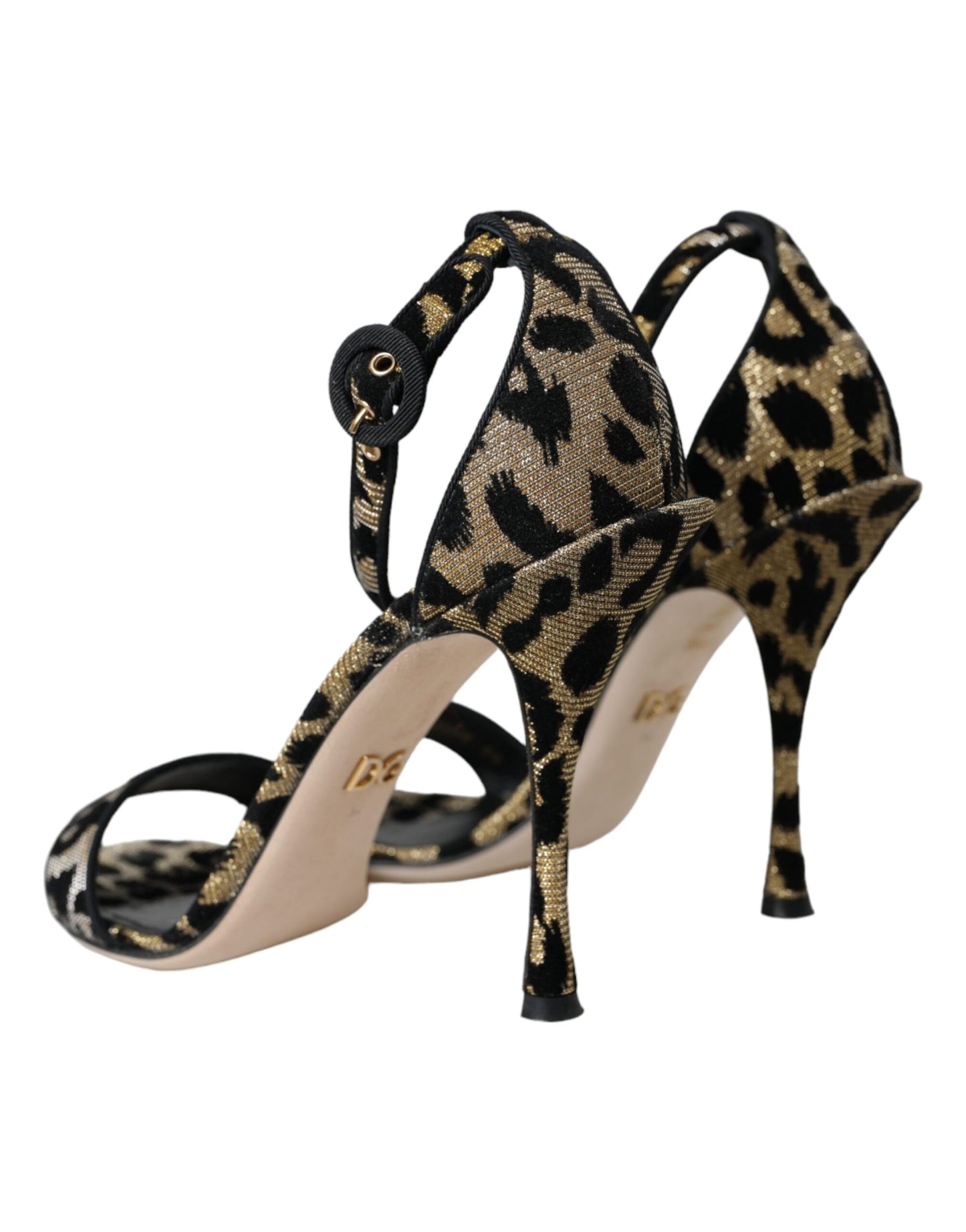 Dolce & Gabbana Gold Leopard Lurex Hochhackige Sandalen Schuhe