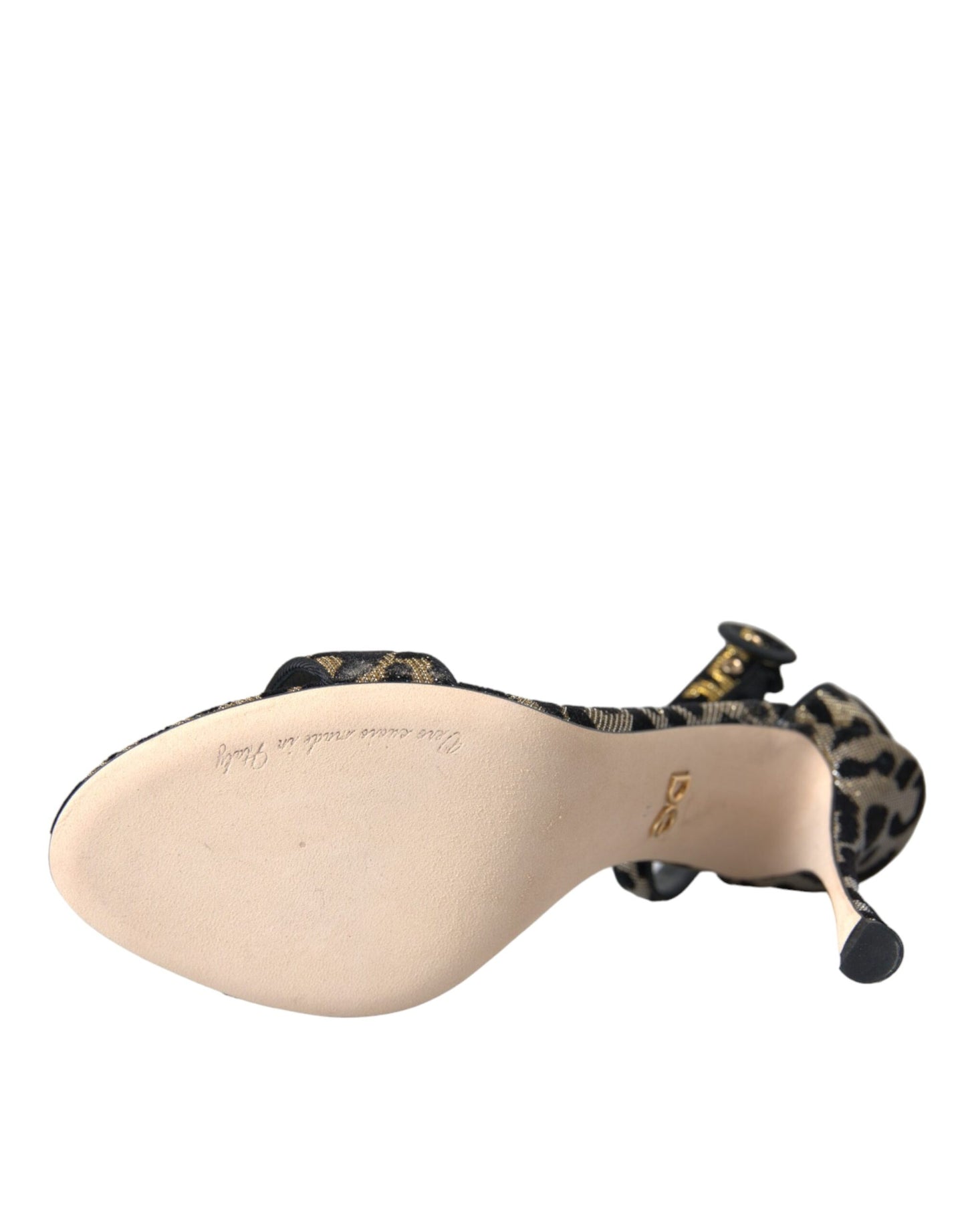 Dolce & Gabbana Gold Leopard Lurex Hochhackige Sandalen Schuhe