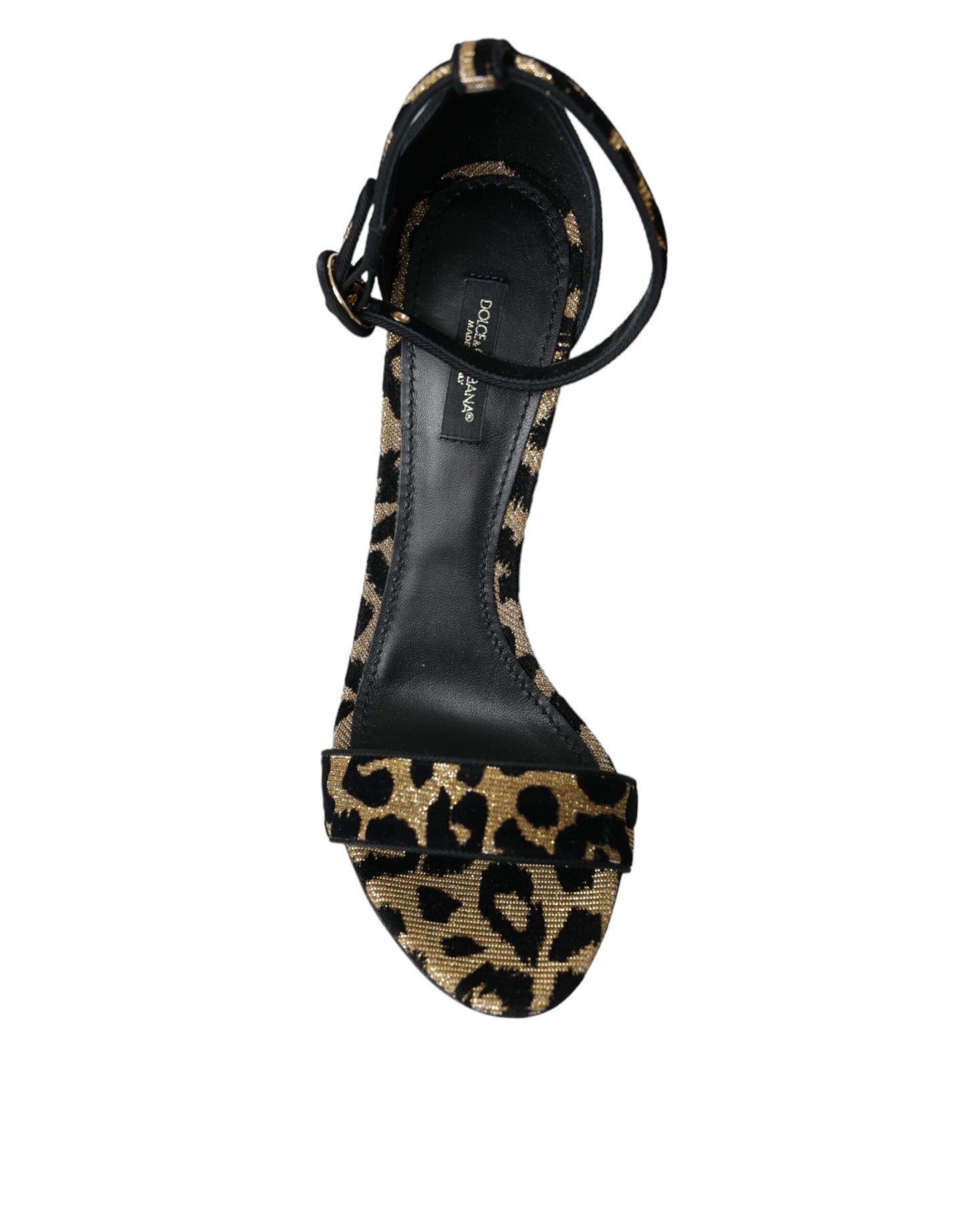 Dolce & Gabbana Gold Leopard Lurex Hochhackige Sandalen Schuhe