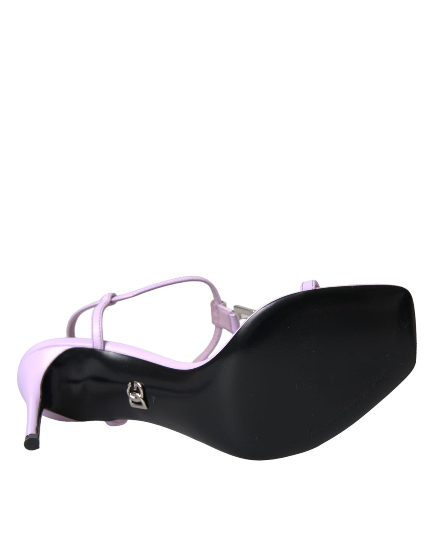 Dolce & Gabbana Lila Leder Logo Knöchelriemen Keira Sandalen Schuhe