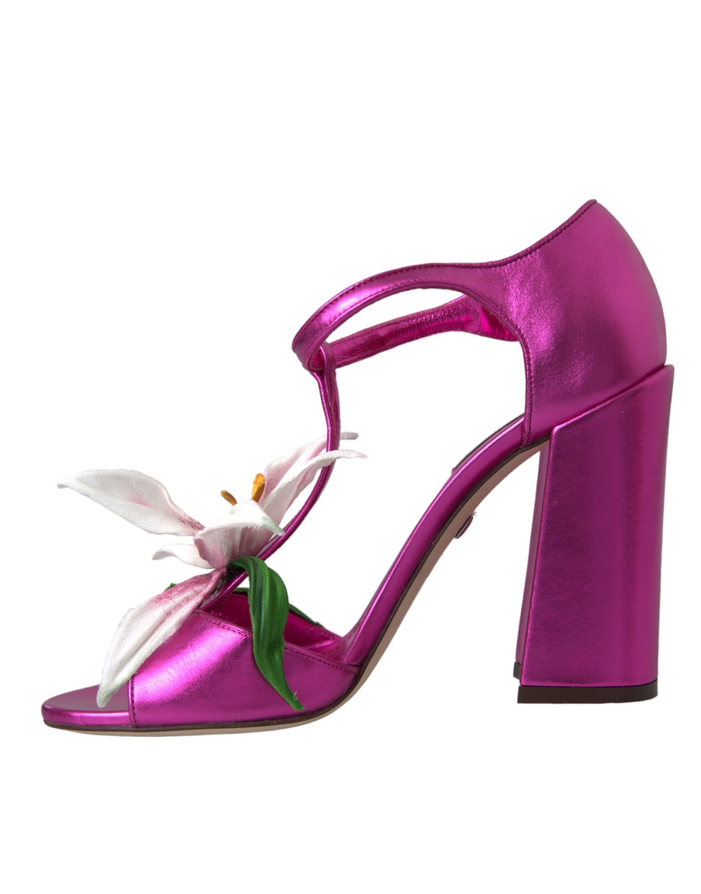 Dolce & Gabbana Fuchsia Blume Kristalle Heels Sandalen Schuhe