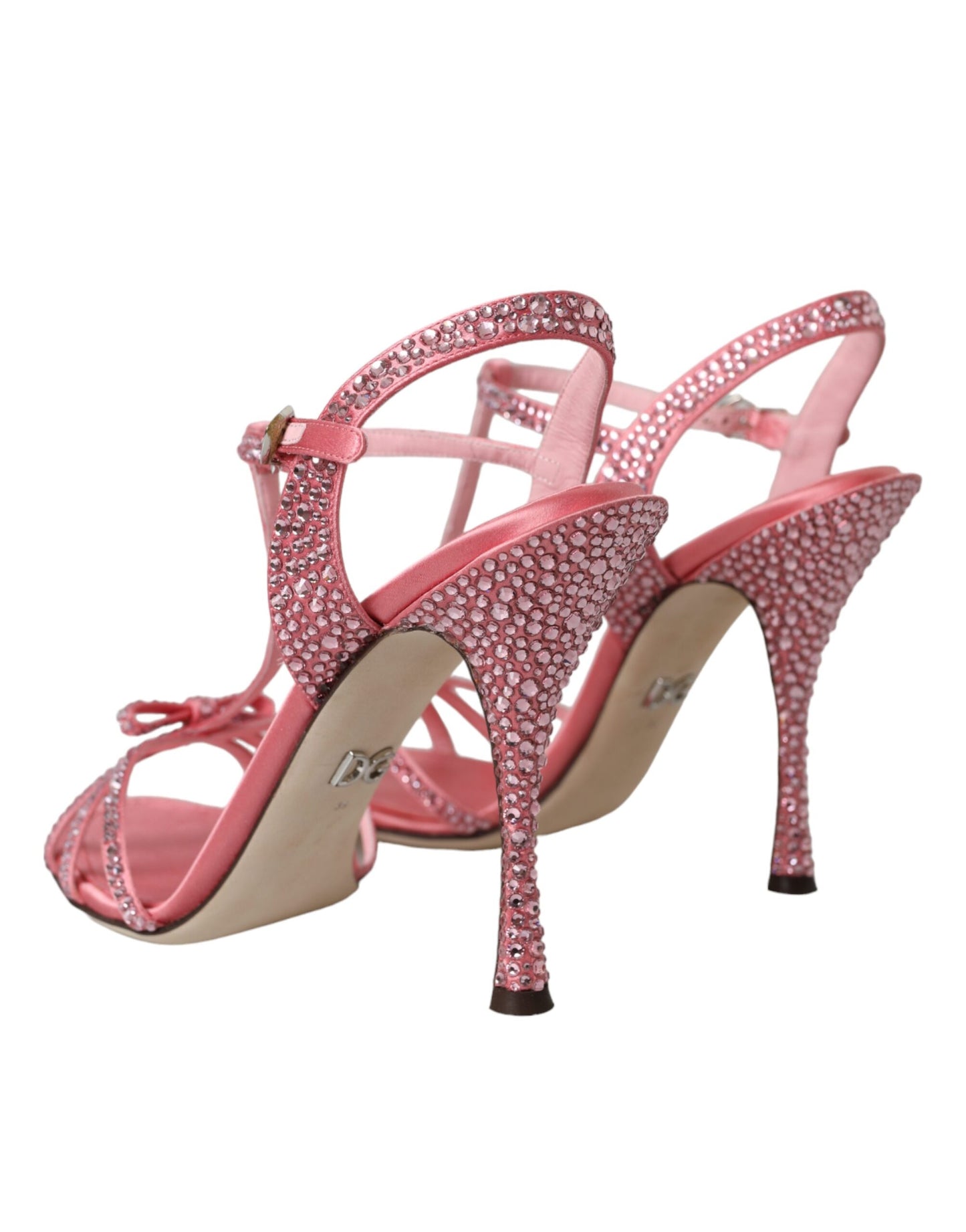 Dolce & Gabbana Rosa Strass Knöchelriemen Heels Sandalen Schuhe