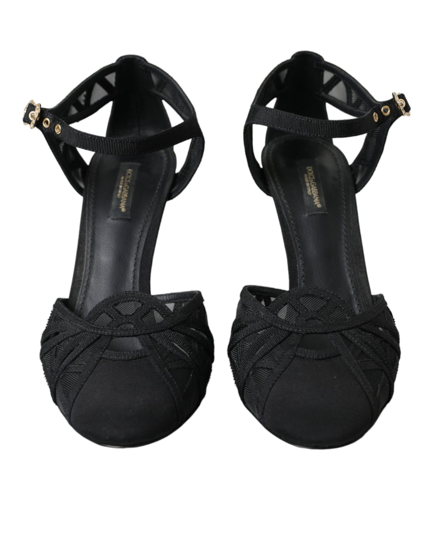 Dolce & Gabbana Schwarz Mesh Knöchelriemen Heels Sandalen Schuhe