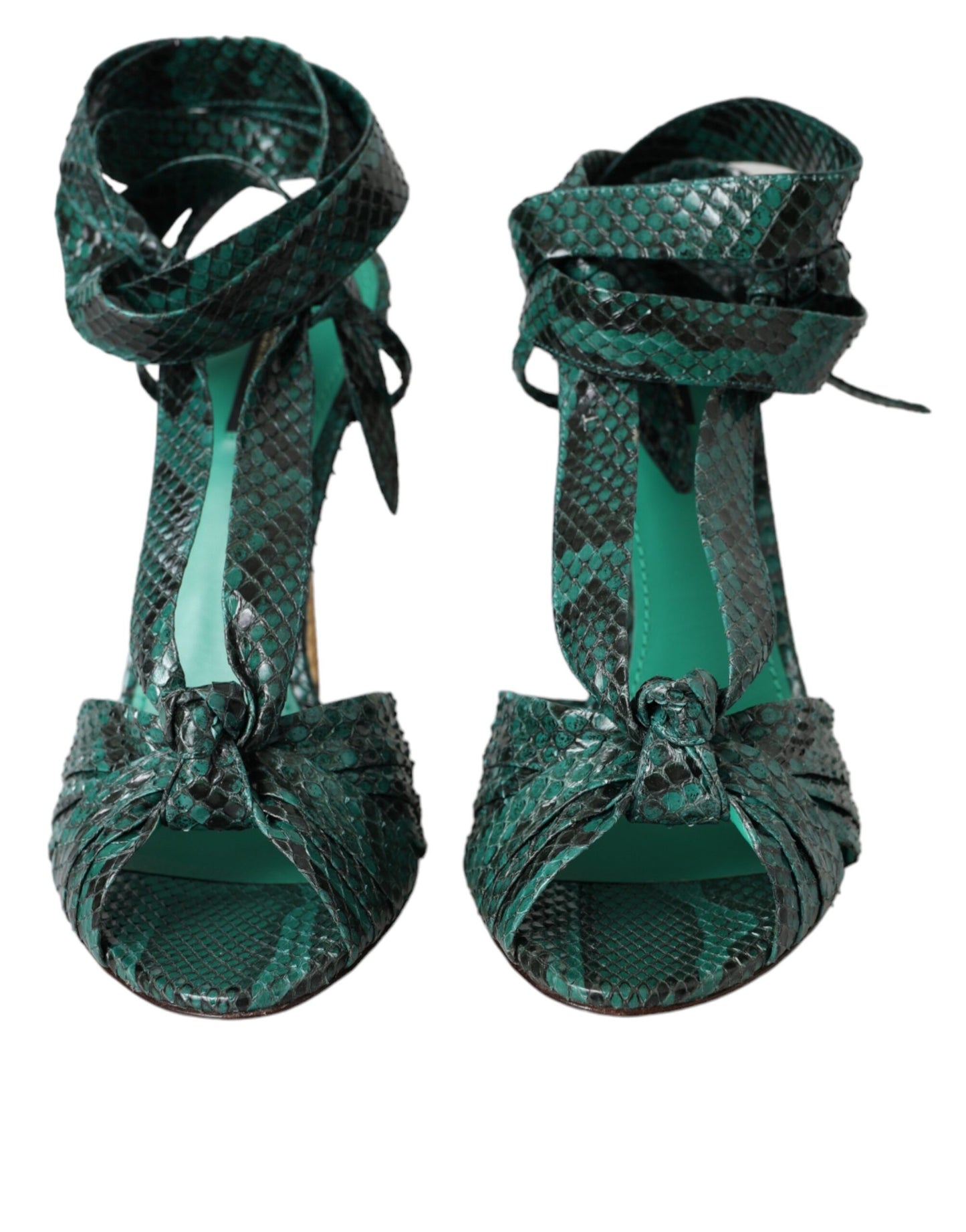 Dolce & Gabbana Grün Exotische Leder Absätze Sandalen Schuhe